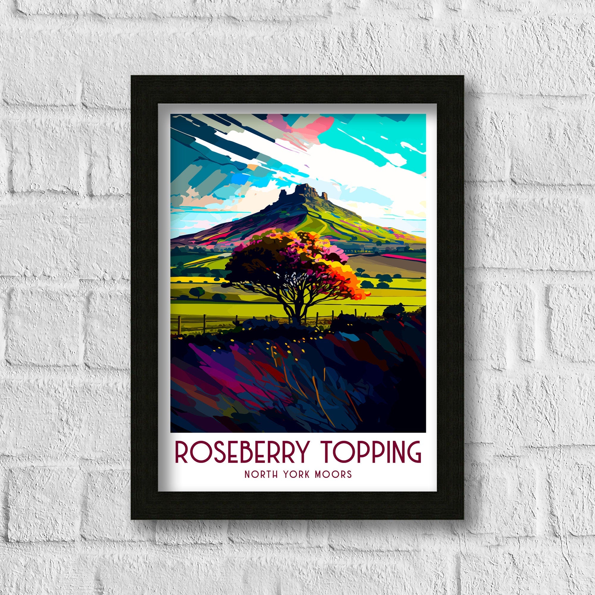 Roseberry Topping Art Print | North York Moors Travel Poster