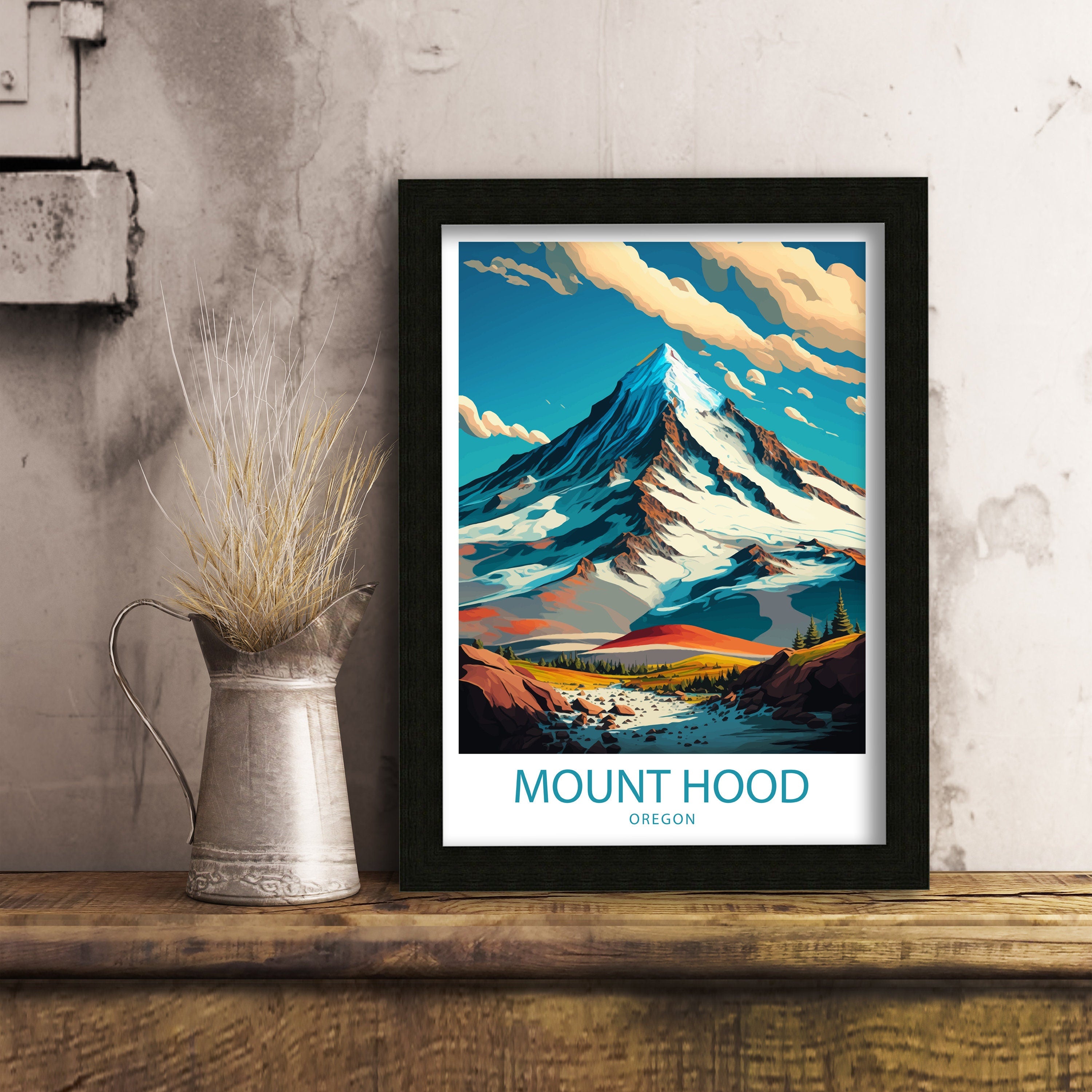 Mount Hood Travel Poster, Oregon Mountain Print