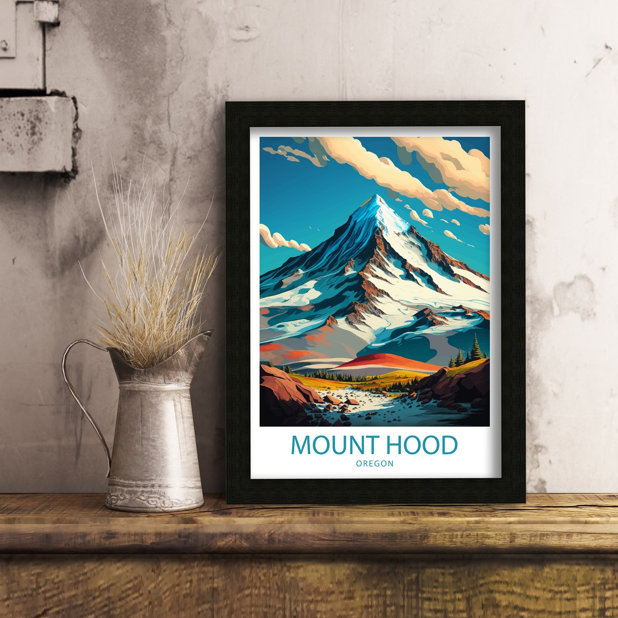 Mount Hood Travel Poster, Oregon Mountain Print