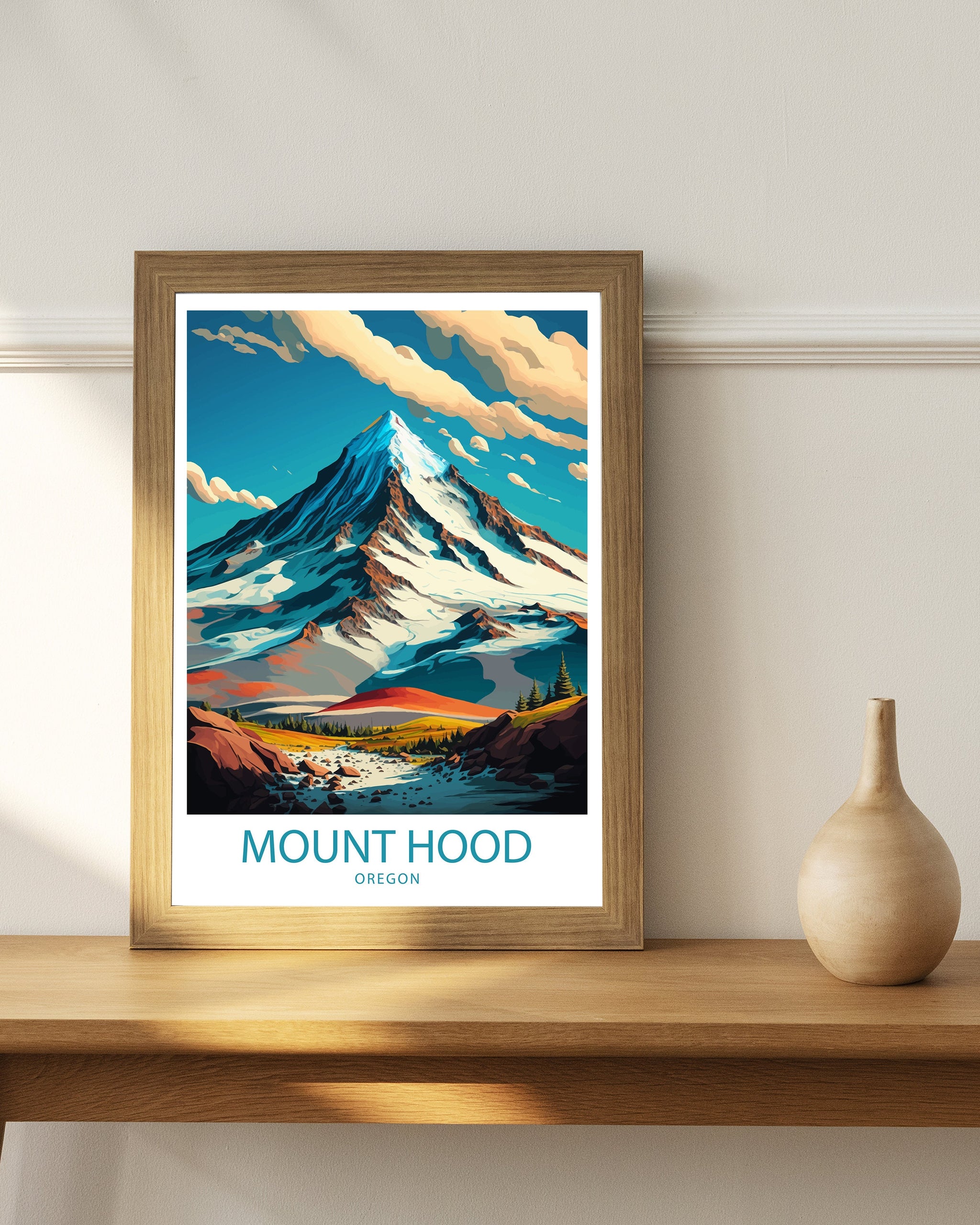 Mount Hood Travel Poster, Oregon Mountain Print