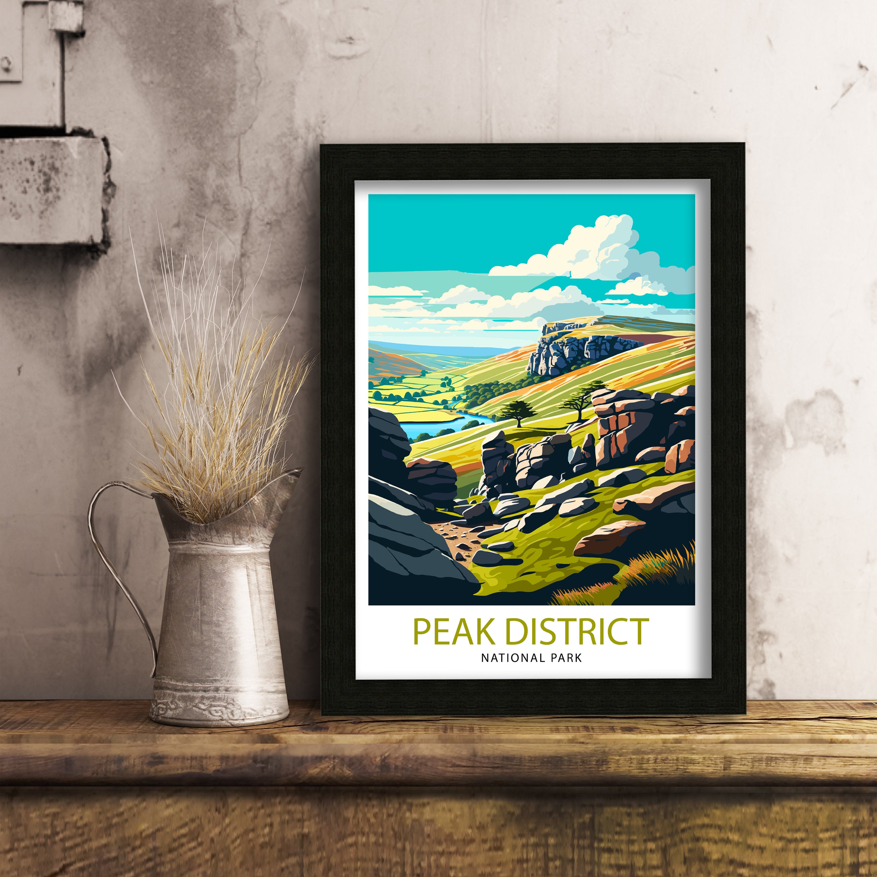 Peak District Travel Poster | England Landscape Art Print