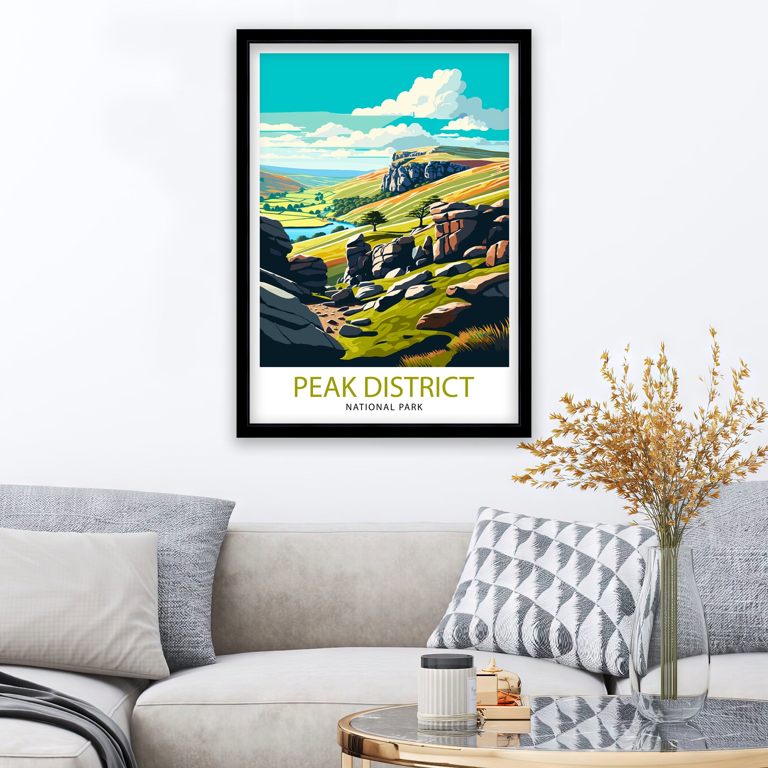 Peak District Travel Poster | England Landscape Art Print