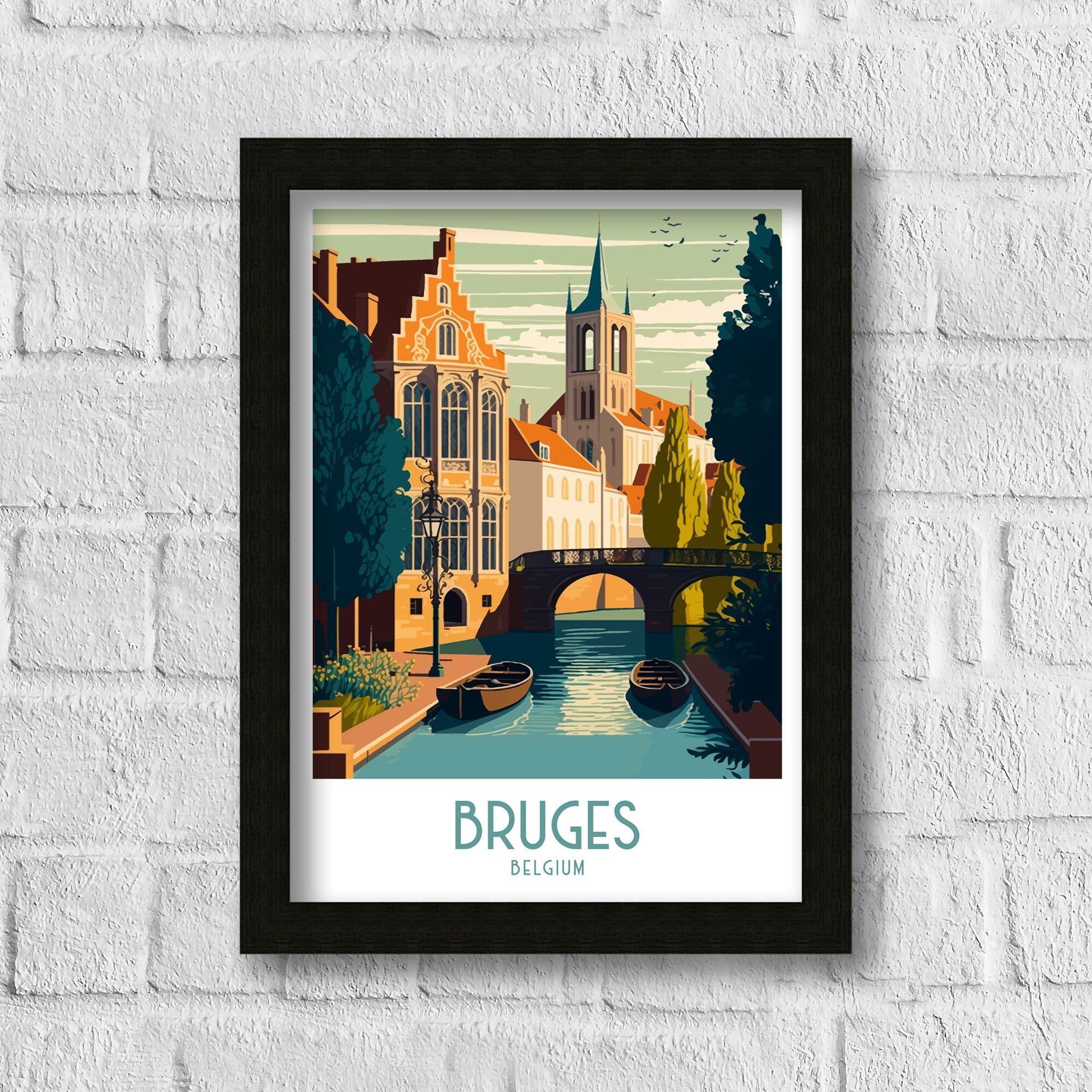 Bruges Belgium Travel Poster | Cityscape Wall Art