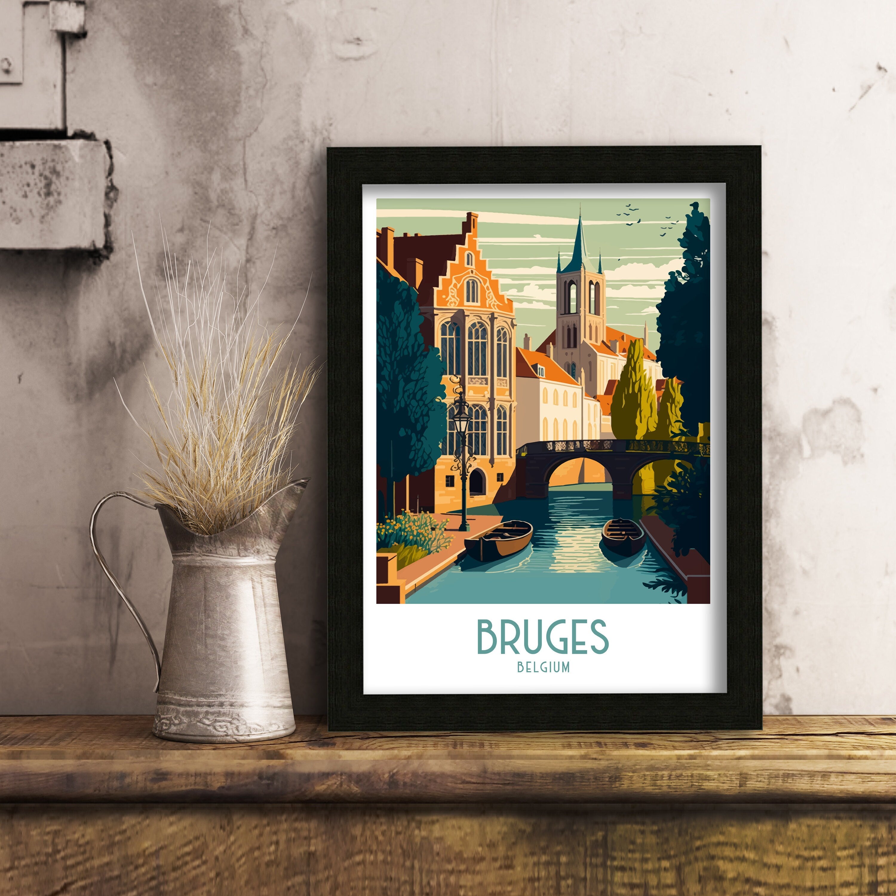 Bruges Belgium Travel Poster | Cityscape Wall Art
