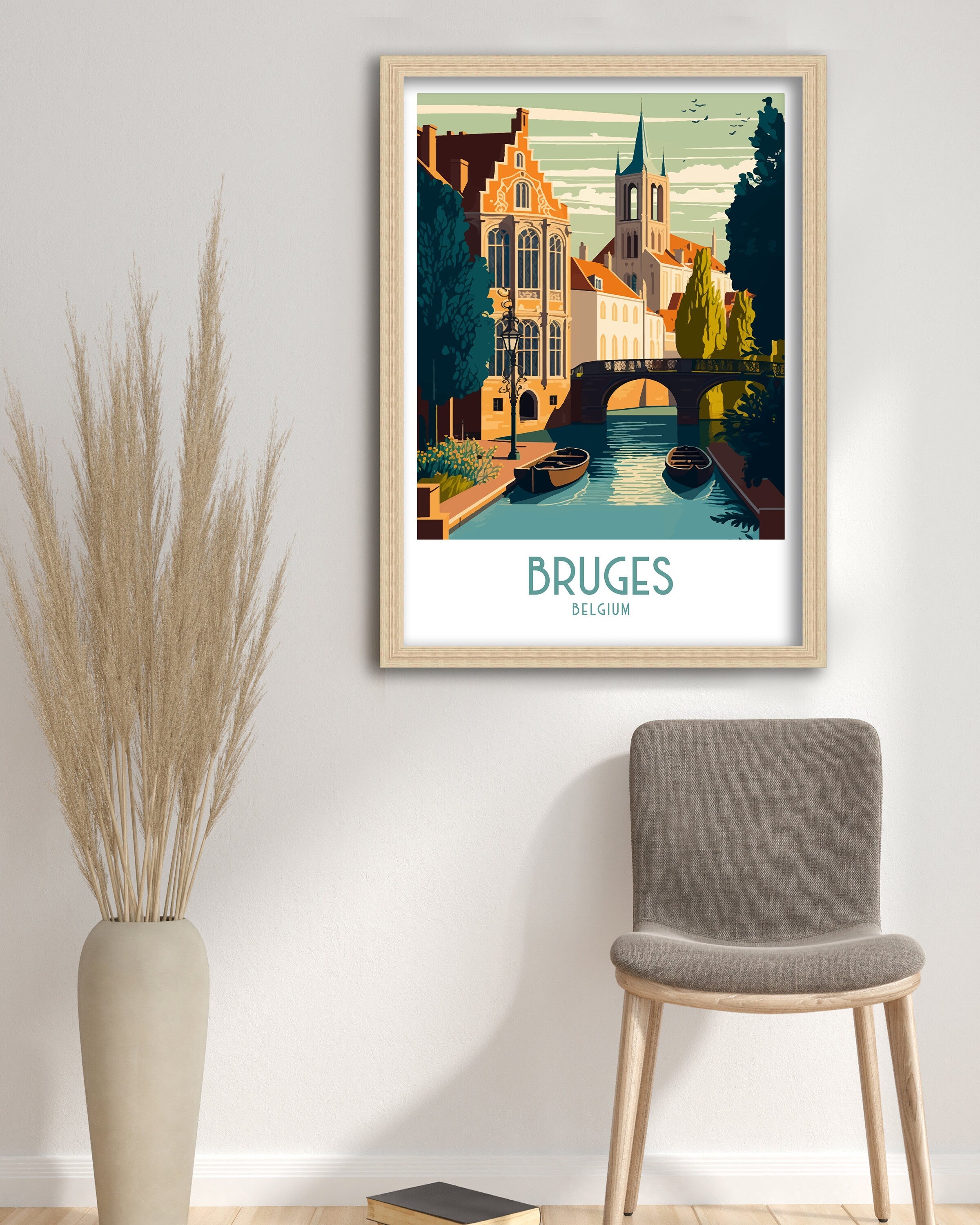 Bruges Belgium Travel Poster | Cityscape Wall Art