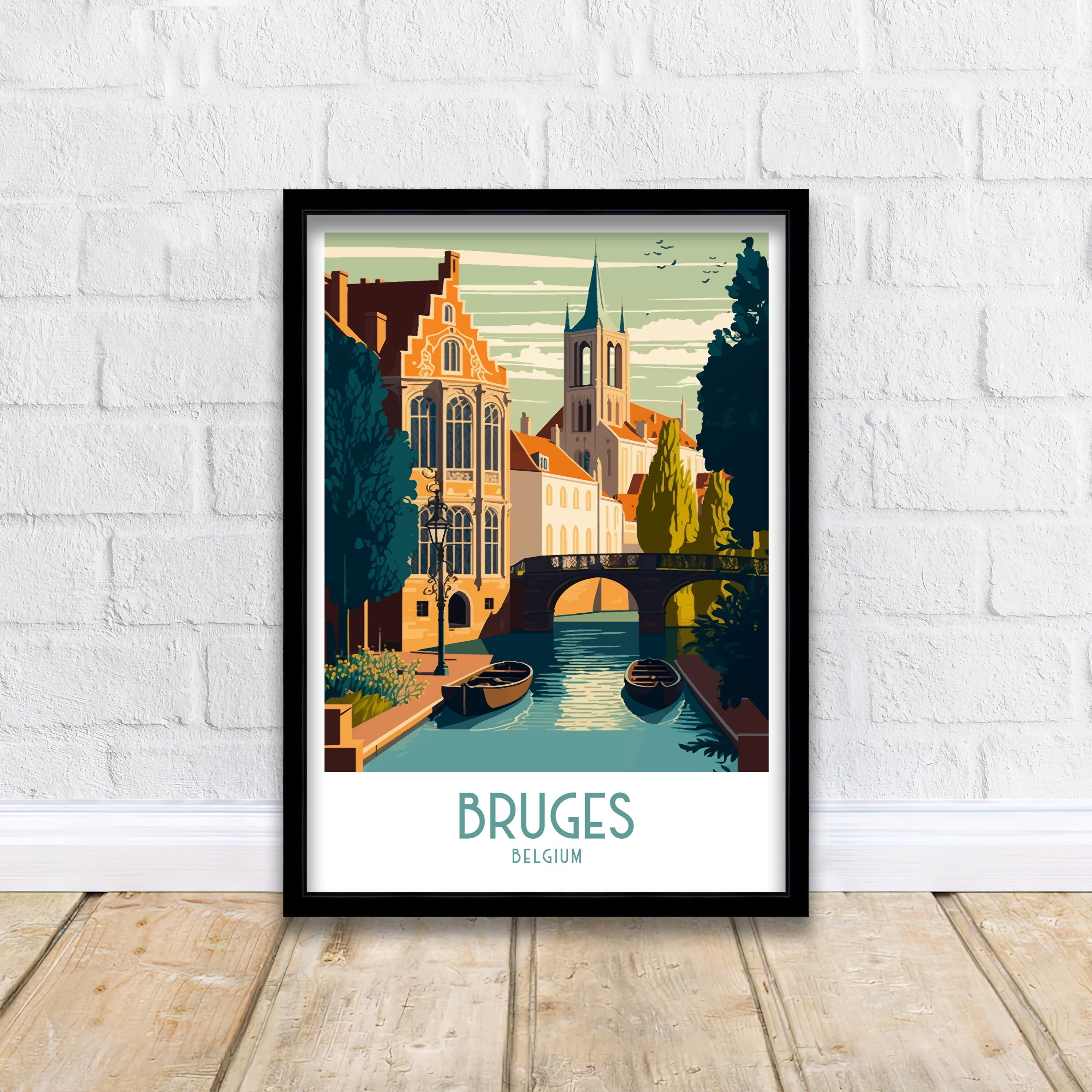 Bruges Belgium Travel Poster | Cityscape Wall Art