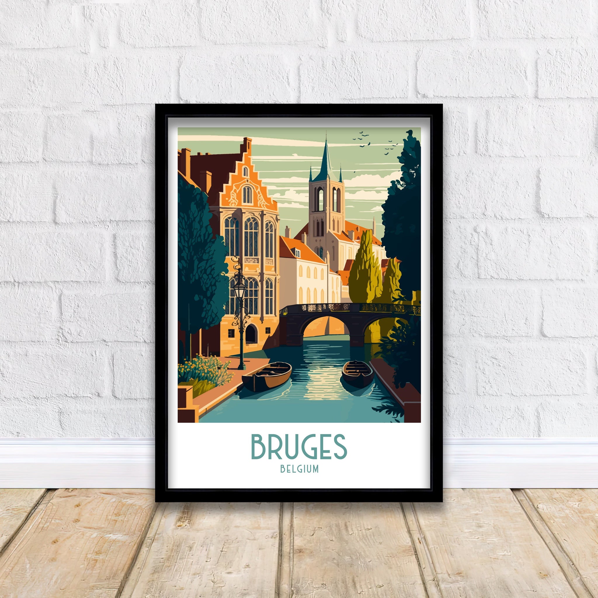 Bruges Belgium Travel Poster | Cityscape Wall Art