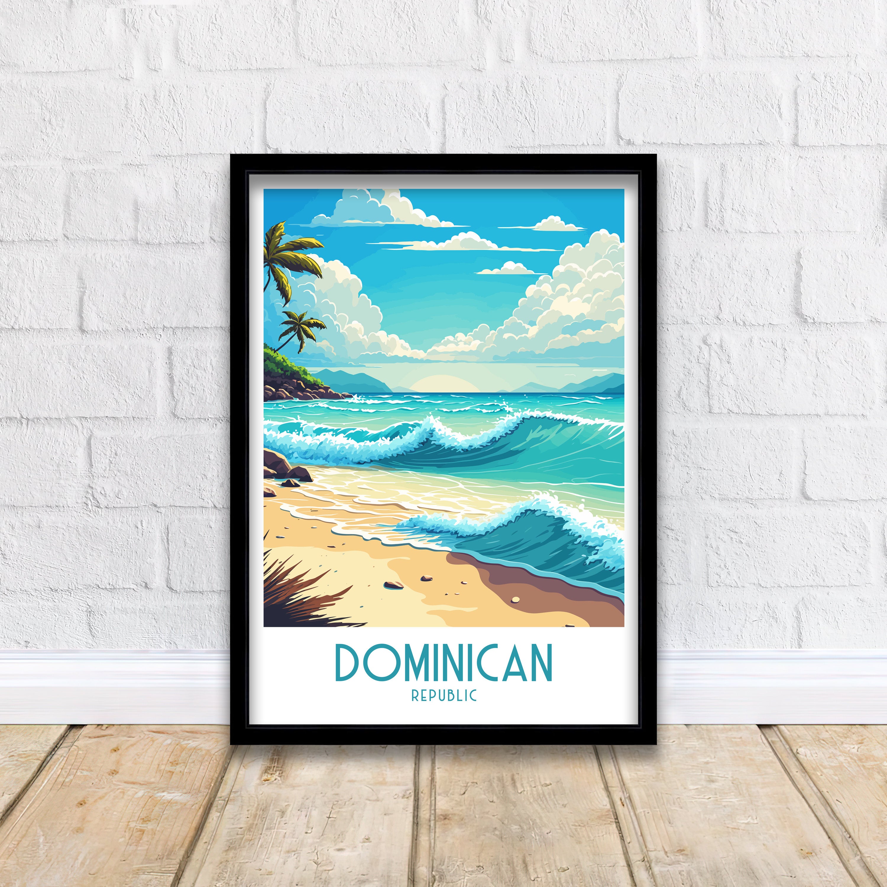 Dominican Republic Travel Poster | Caribbean Beach Art Print