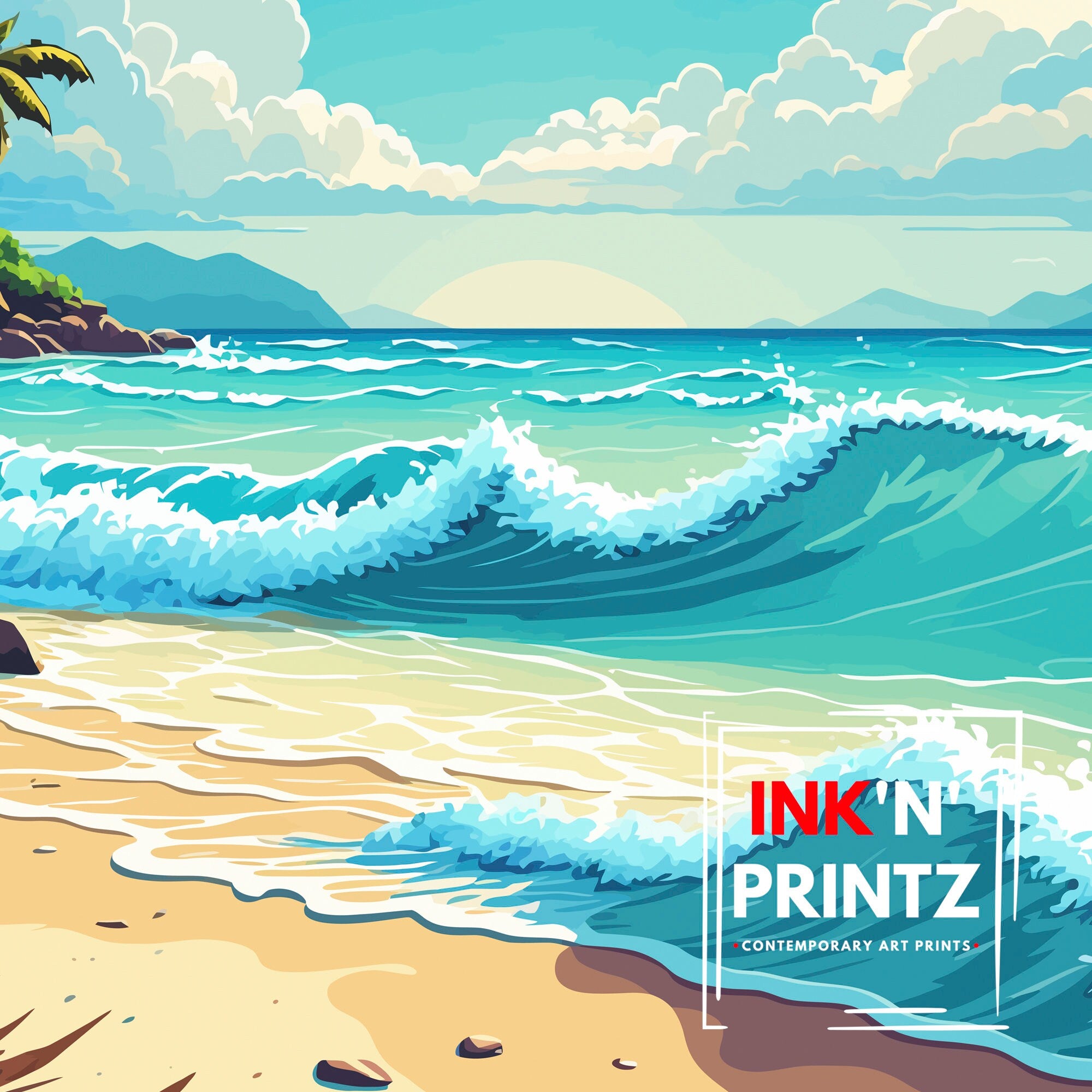 Dominican Republic Travel Poster | Caribbean Beach Art Print