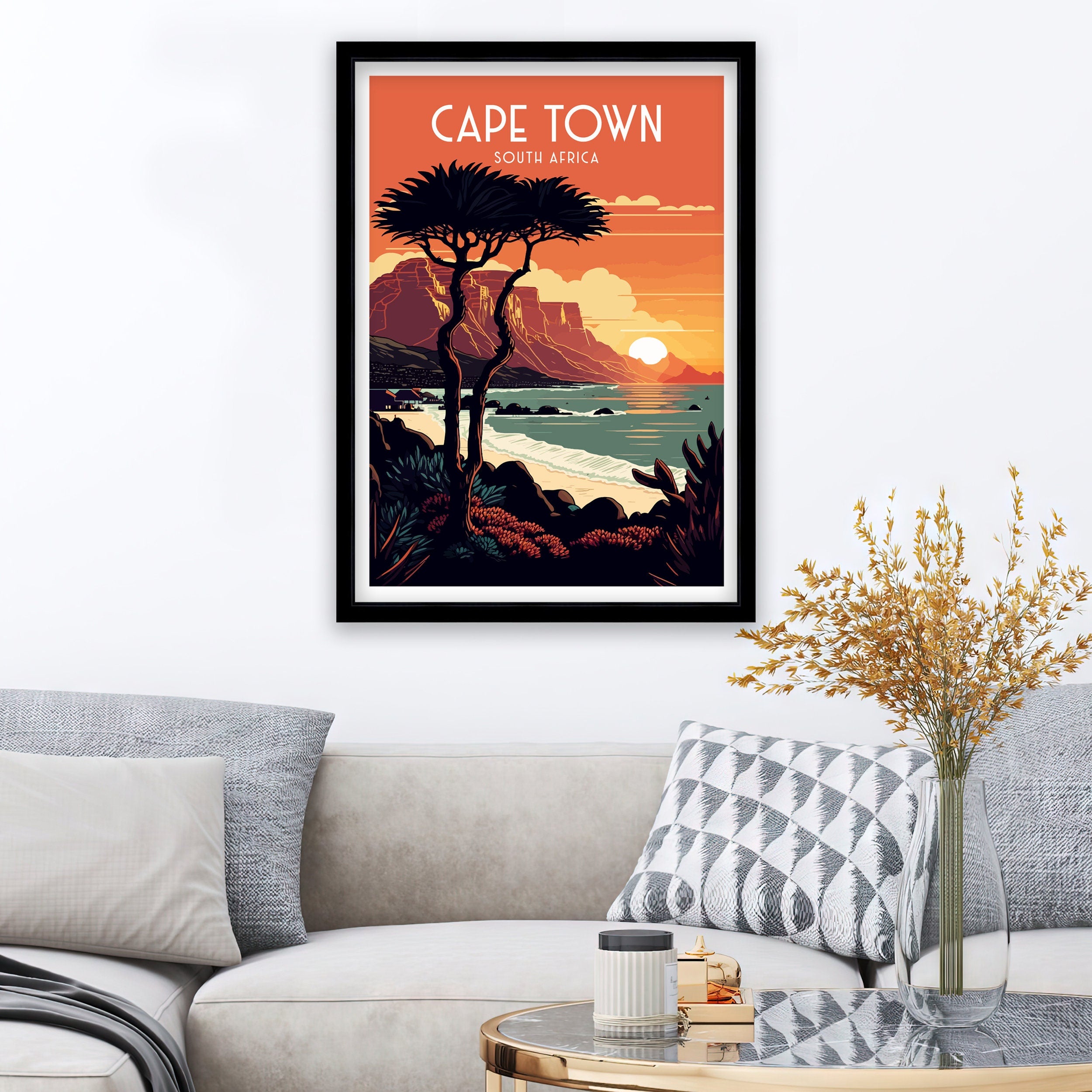 Cape Town Travel Poster | South Africa Coastal Art Print