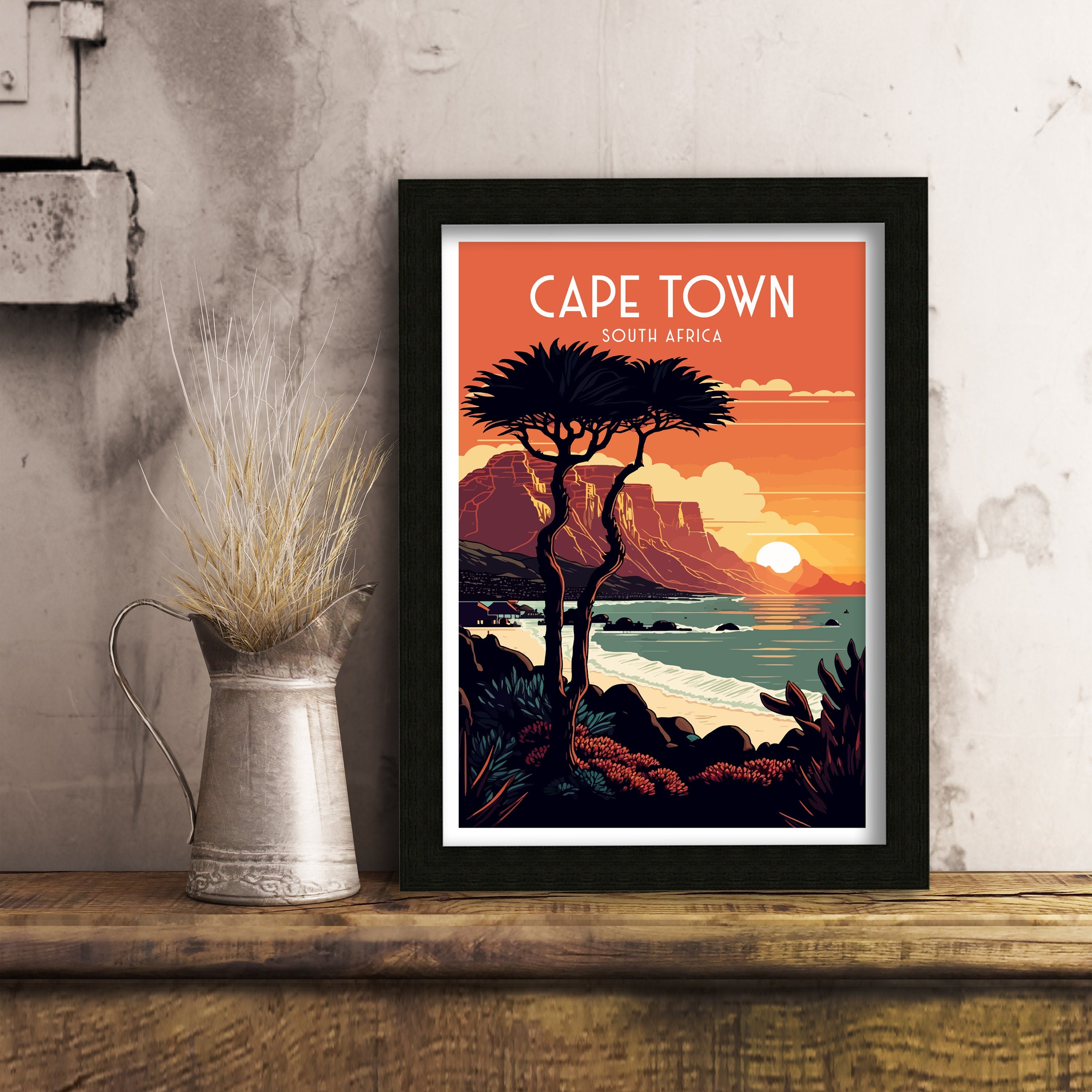 Cape Town Travel Poster | South Africa Coastal Art Print