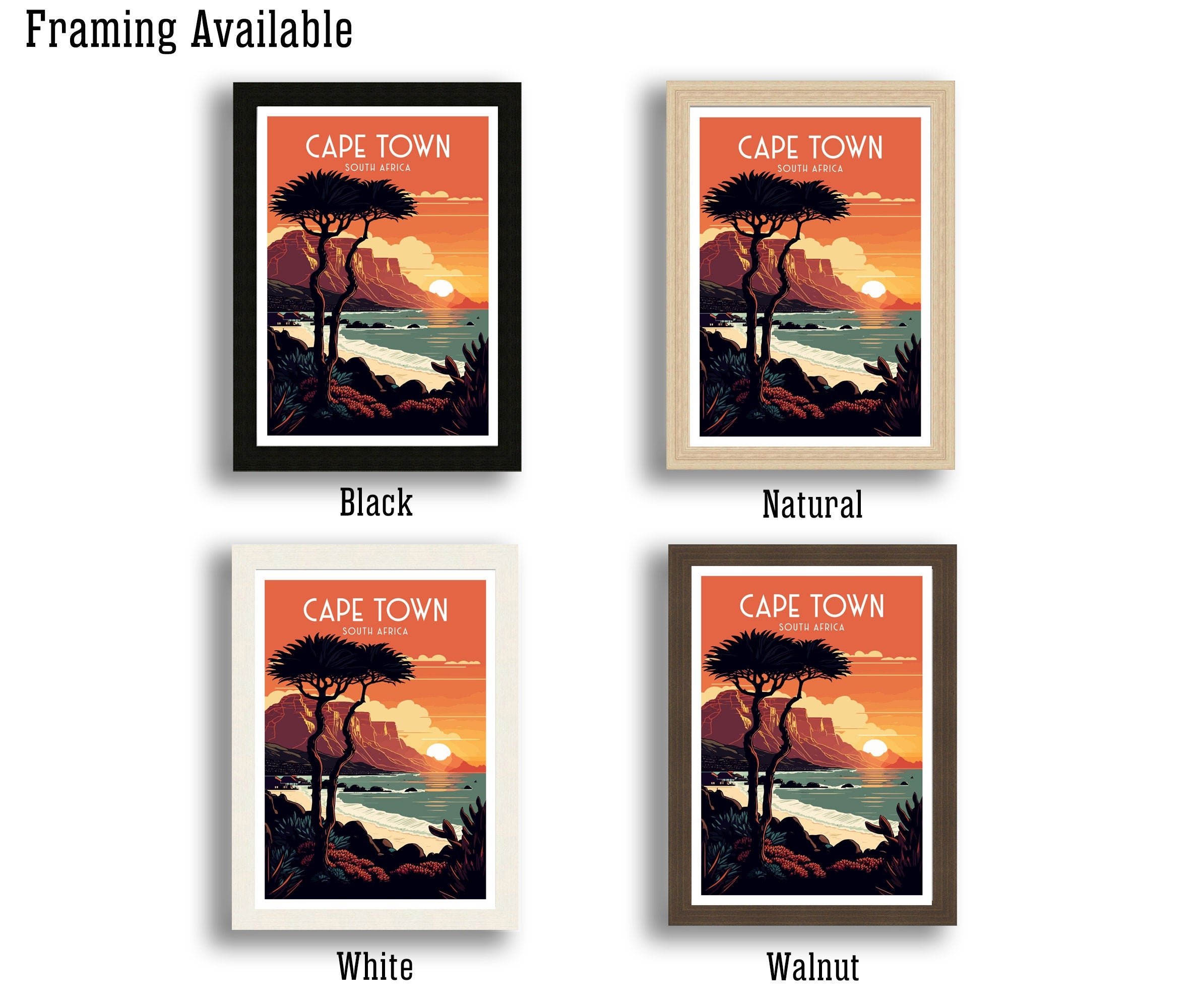 Cape Town Travel Poster | South Africa Coastal Art Print