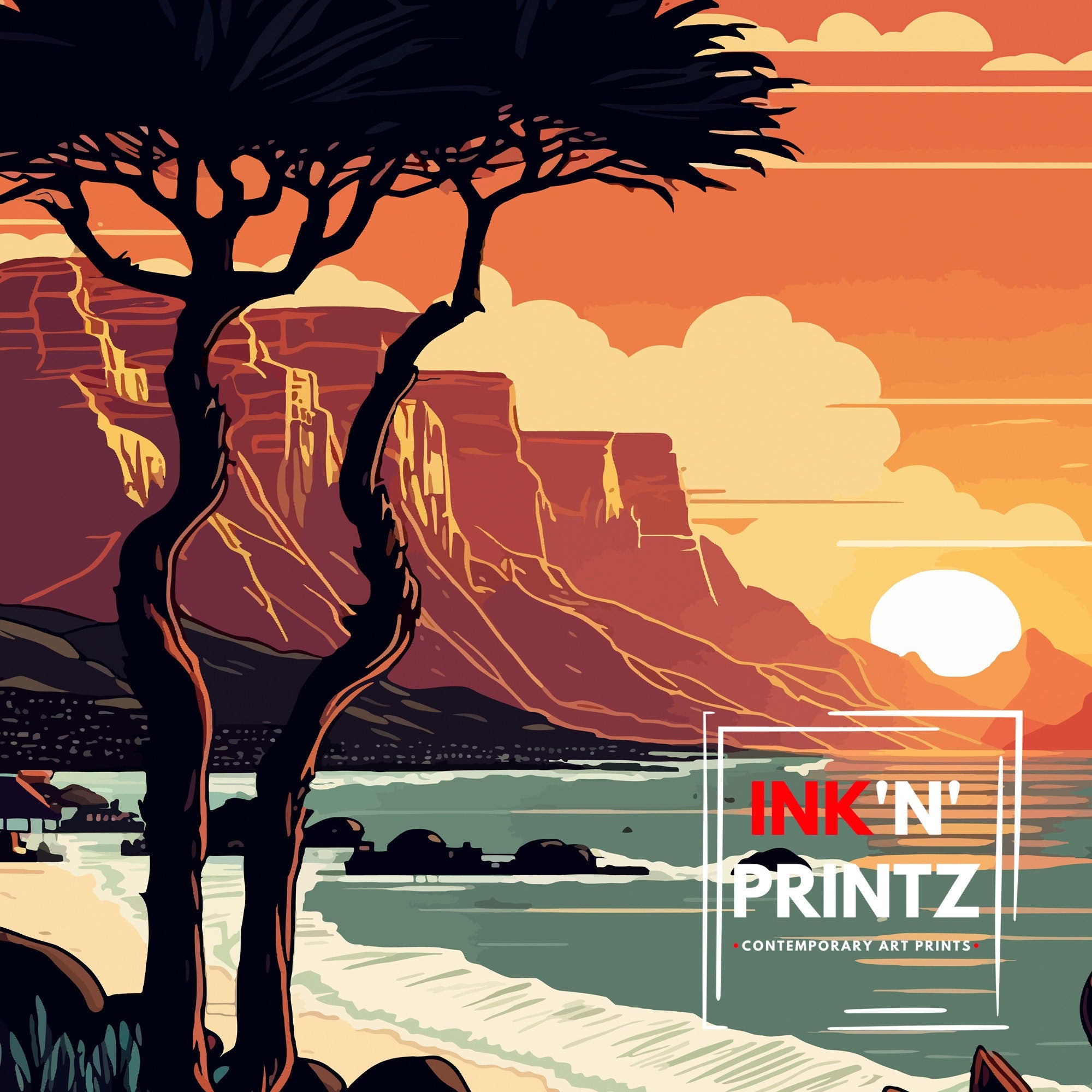 Cape Town Travel Poster | South Africa Coastal Art Print