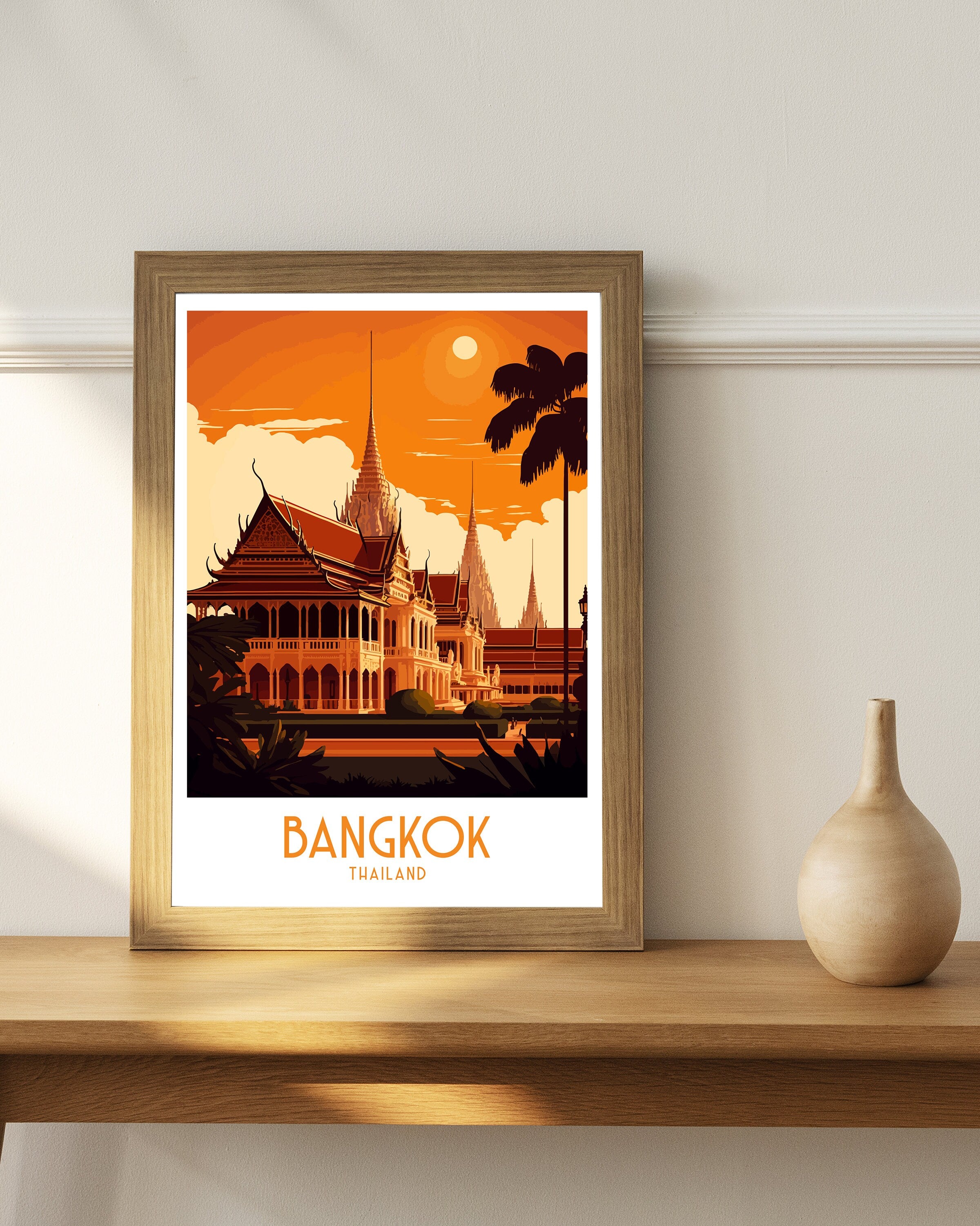 Bangkok Travel Poster | Thailand Cityscape Art Print