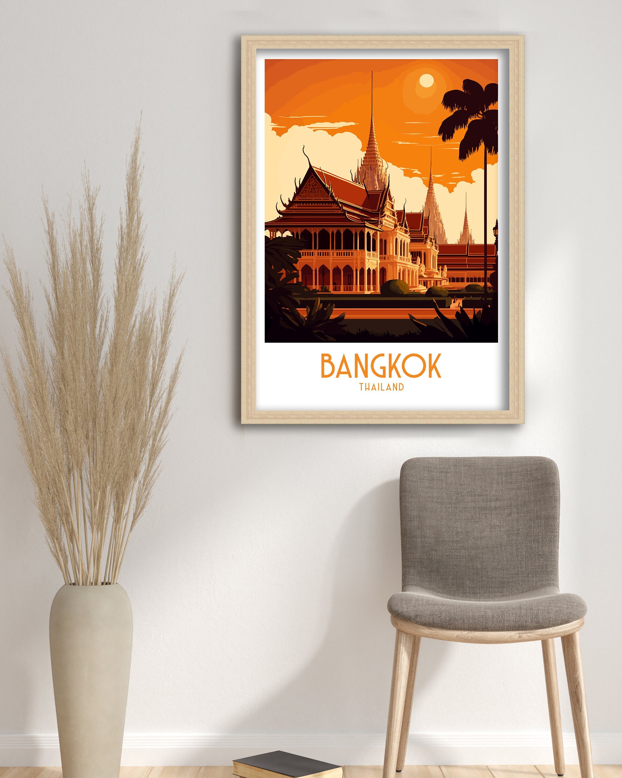 Bangkok Travel Poster | Thailand Cityscape Art Print