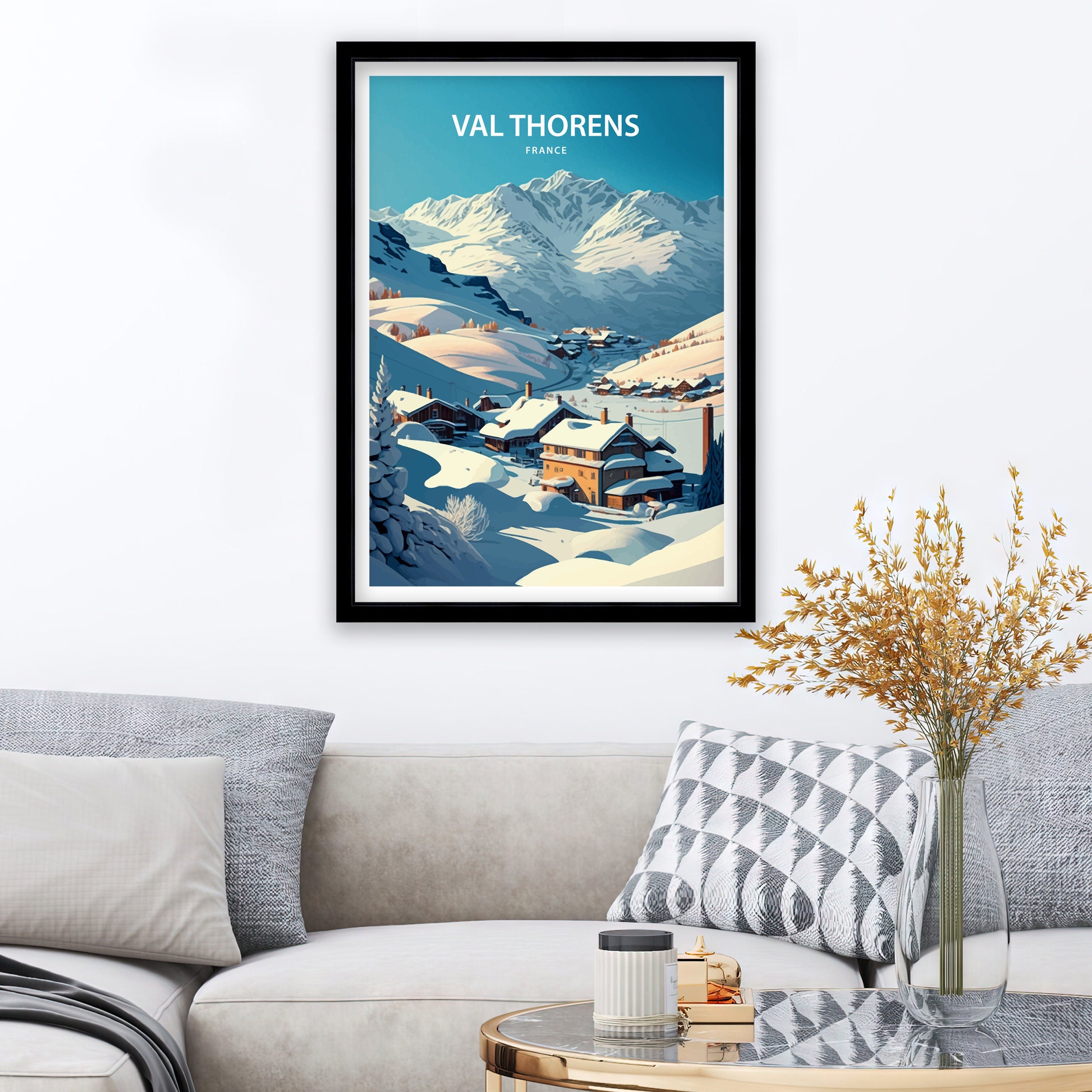 Val Thorens Ski Resort Poster, French Alps Travel Print
