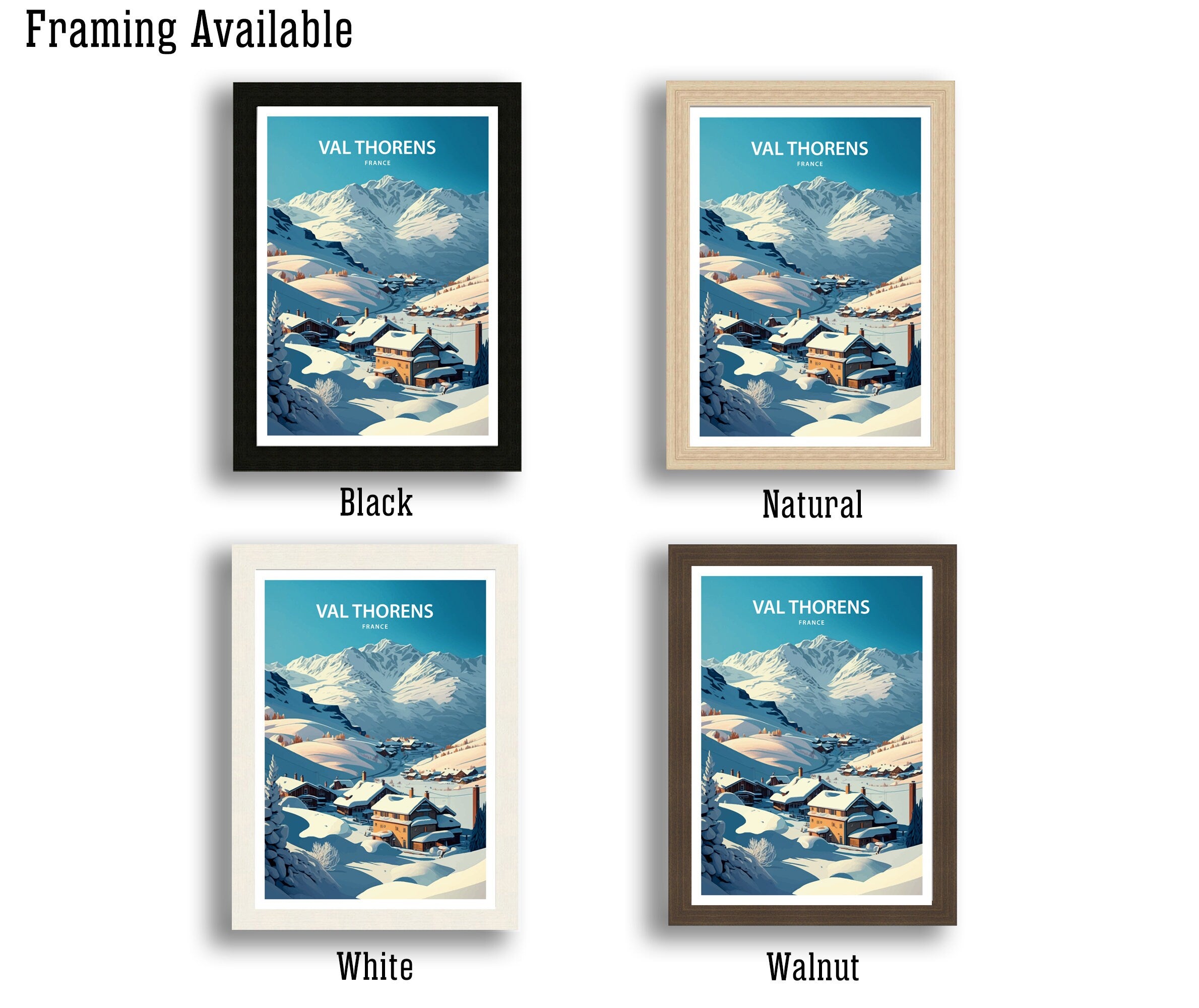 Val Thorens Ski Resort Poster, French Alps Travel Print