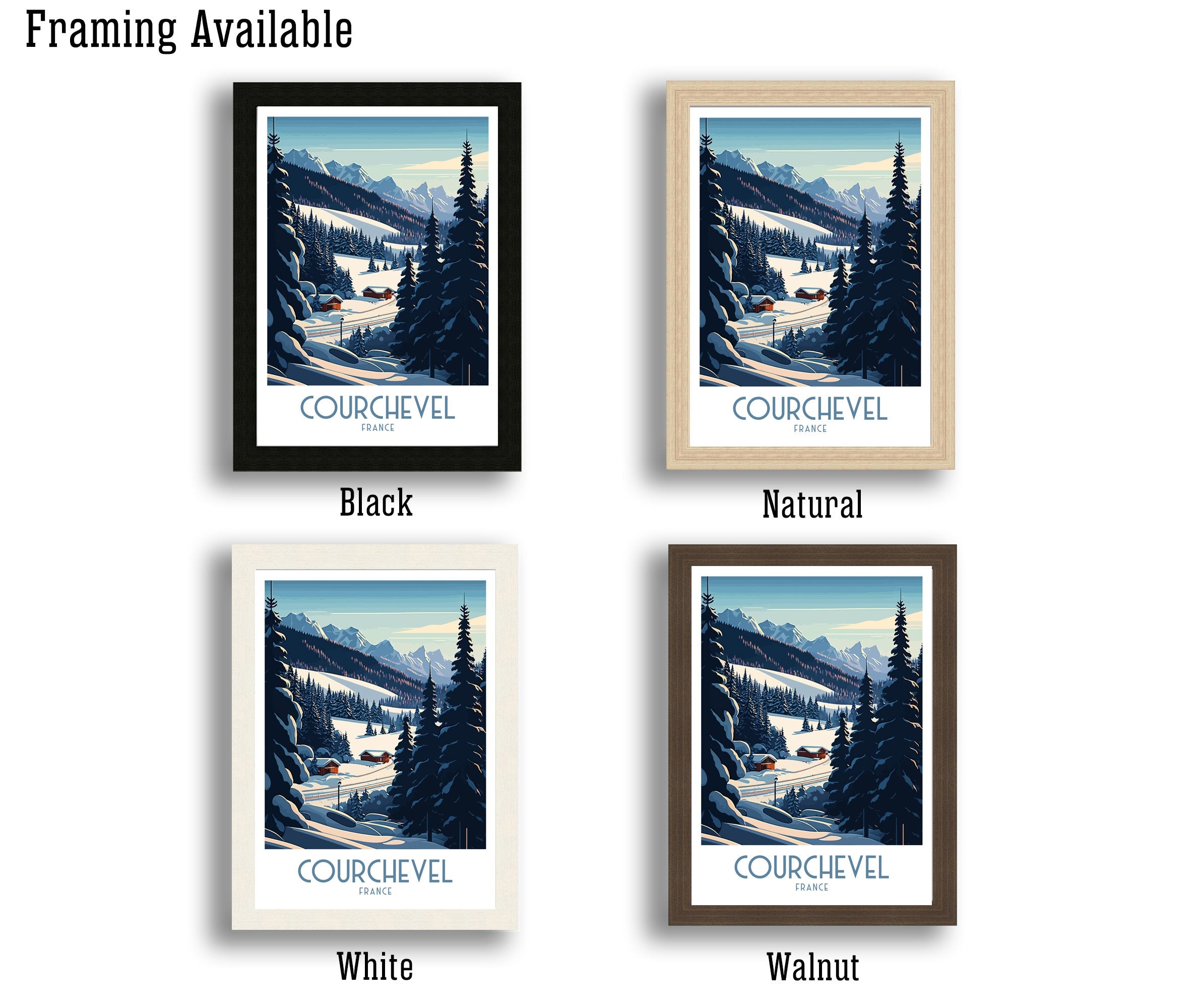 Courchevel Ski Resort Print | French Alps Travel Poster