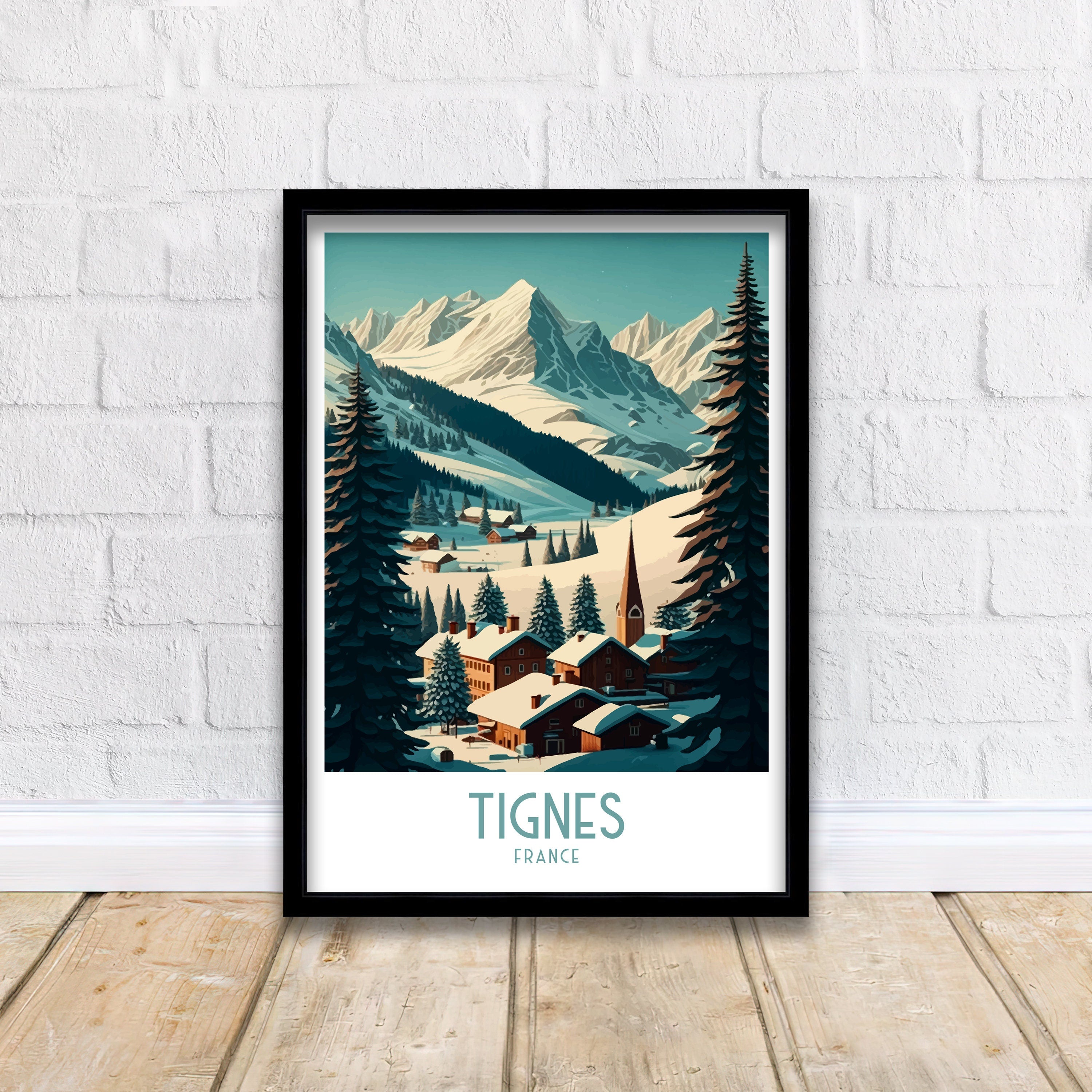 Tignes France Ski Poster | French Alps Travel Print