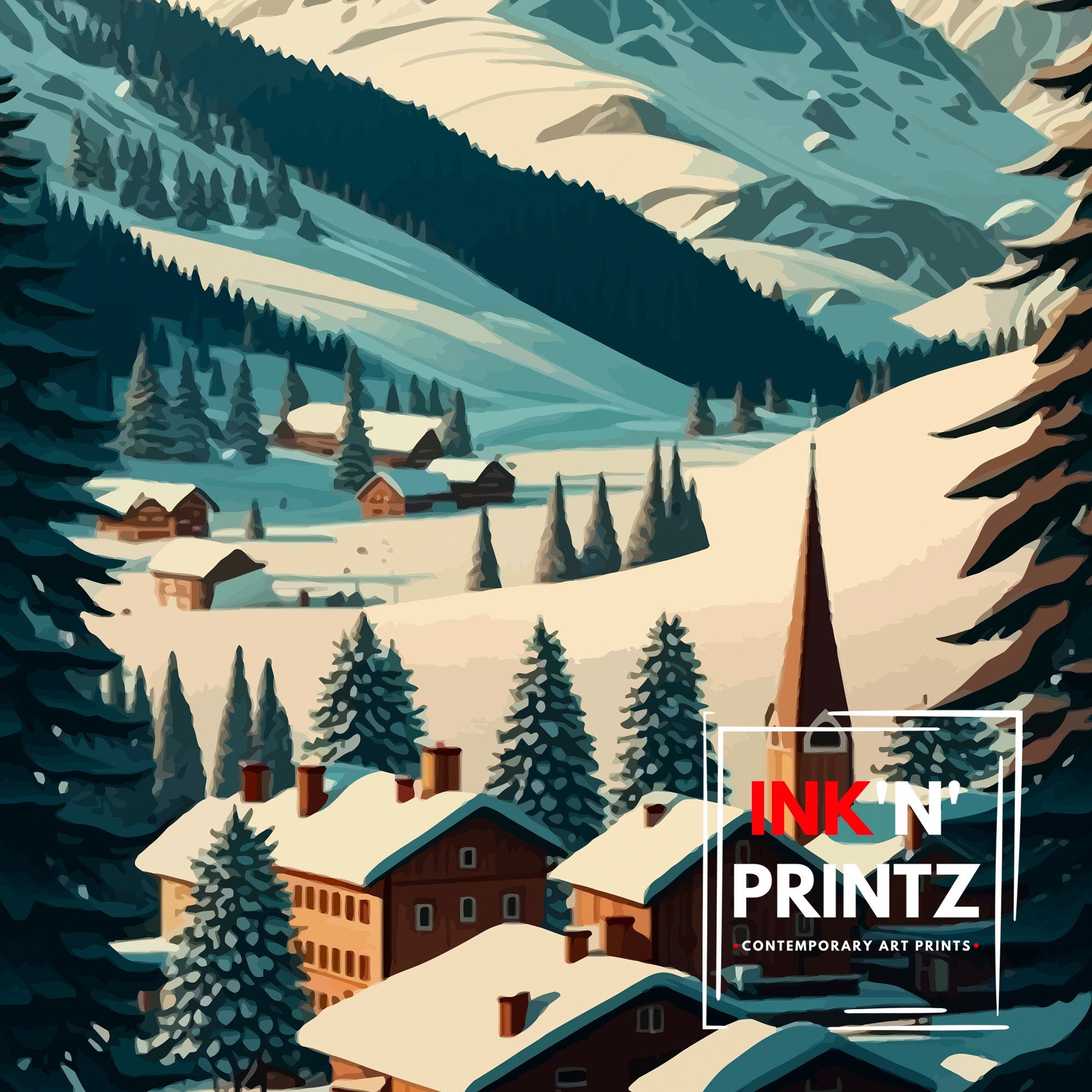Tignes France Ski Poster | French Alps Travel Print