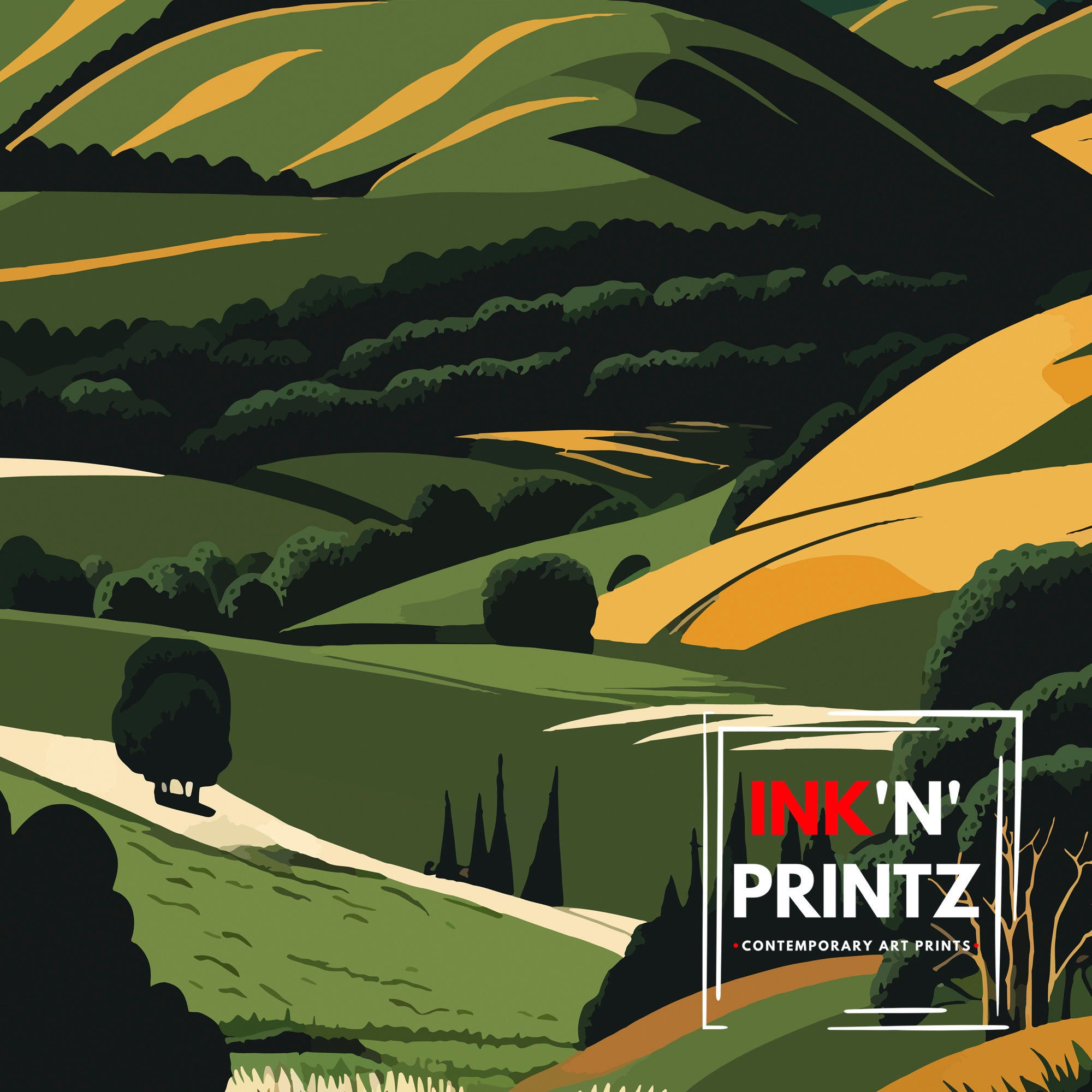 Kent Downs Travel Poster | Scenic Landscape Art Print