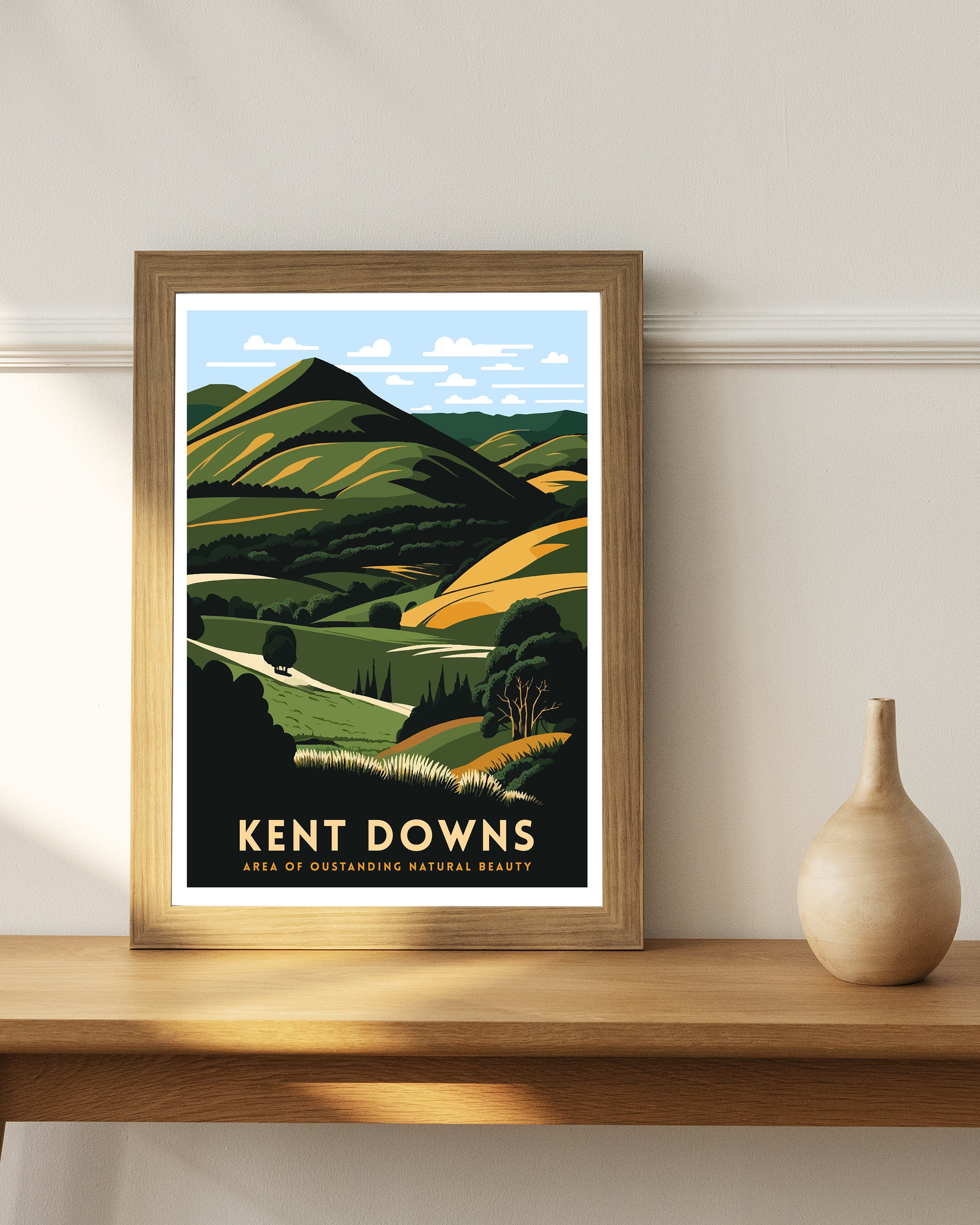 Kent Downs Travel Poster | Scenic Landscape Art Print