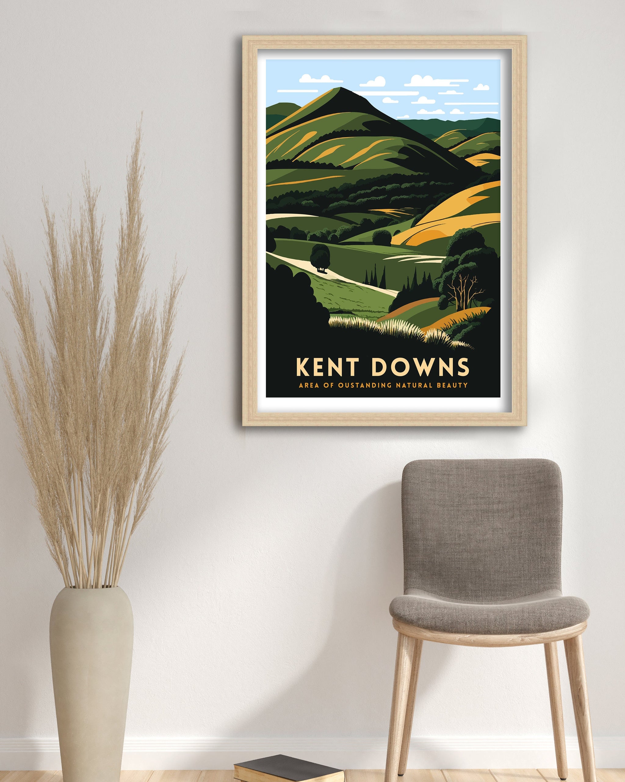 Kent Downs Travel Poster | Scenic Landscape Art Print