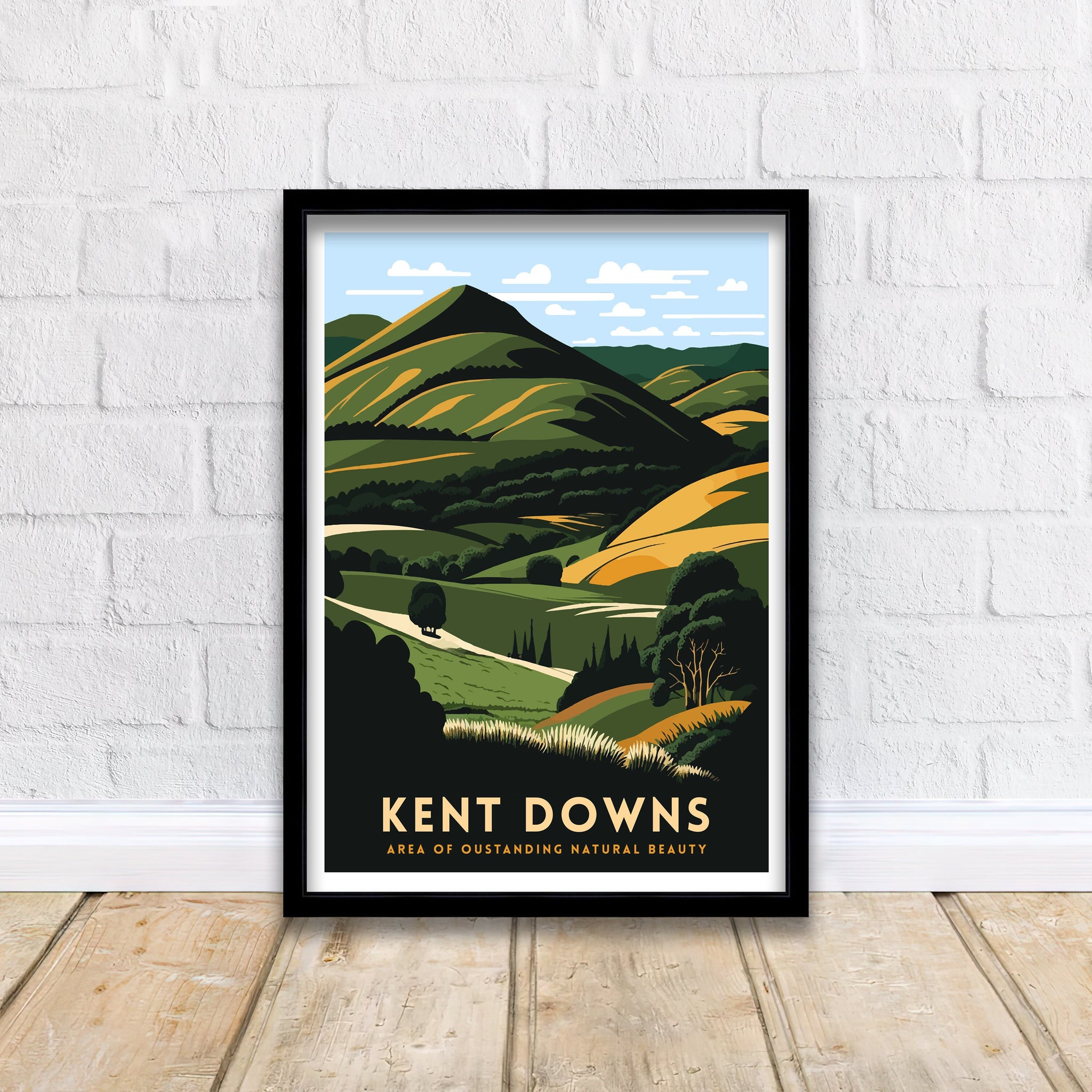 Kent Downs Travel Poster | Scenic Landscape Art Print