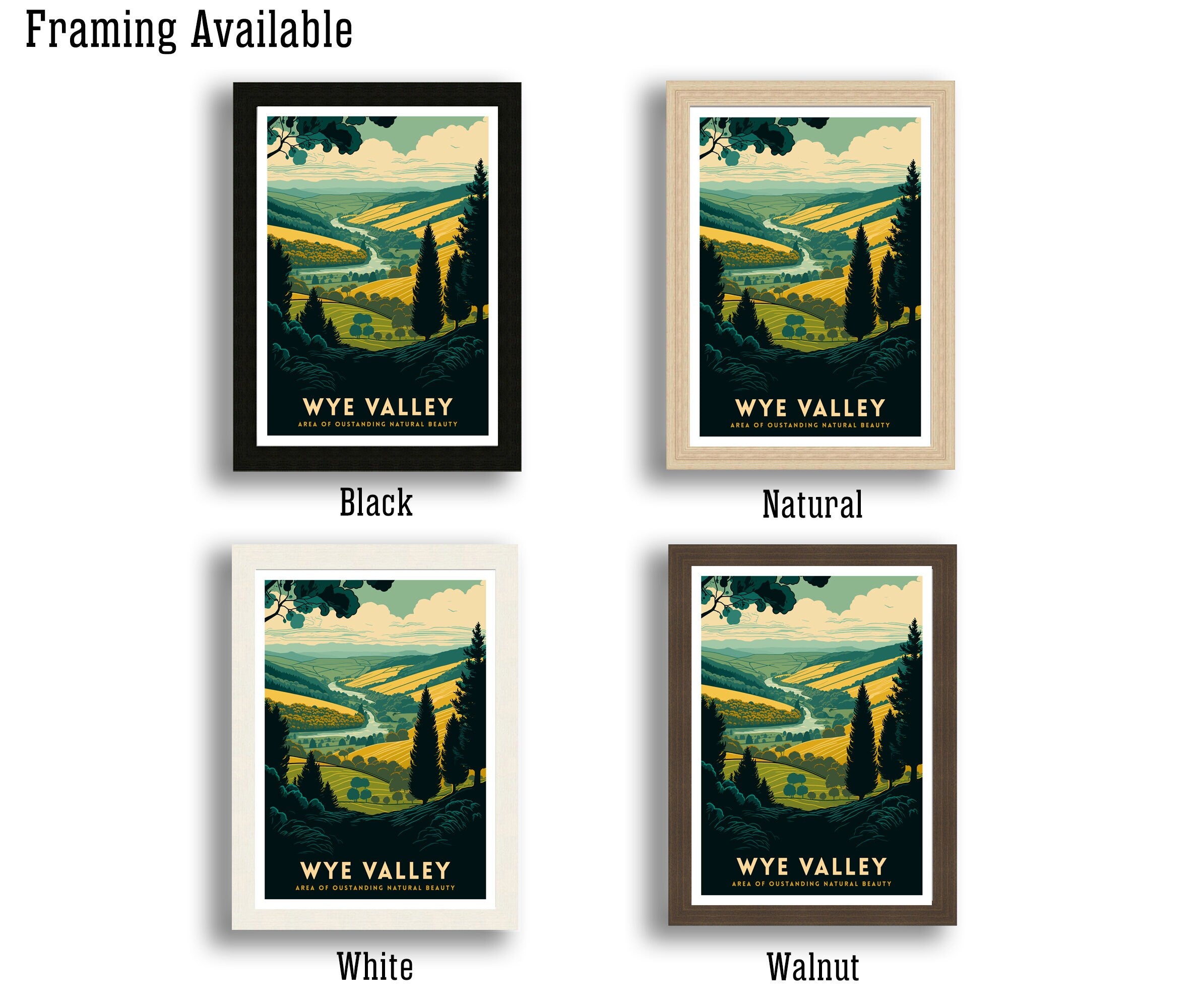 South Downs Travel Poster, English Countryside Art Print