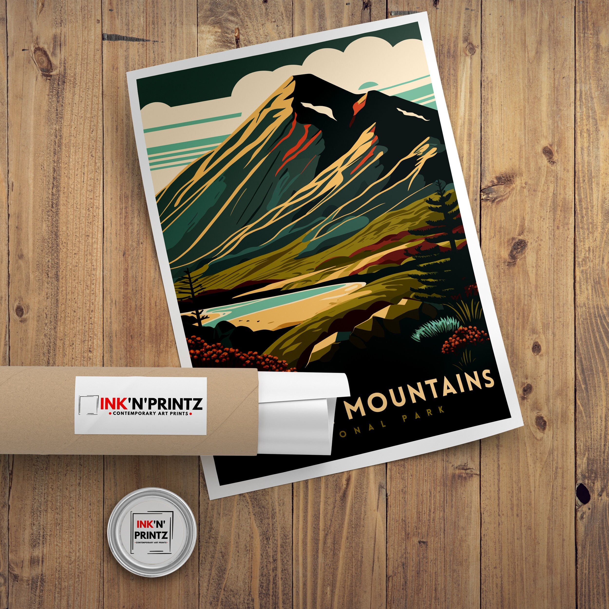 Mourne Mountains Illustration Print, Ireland Travel Poster