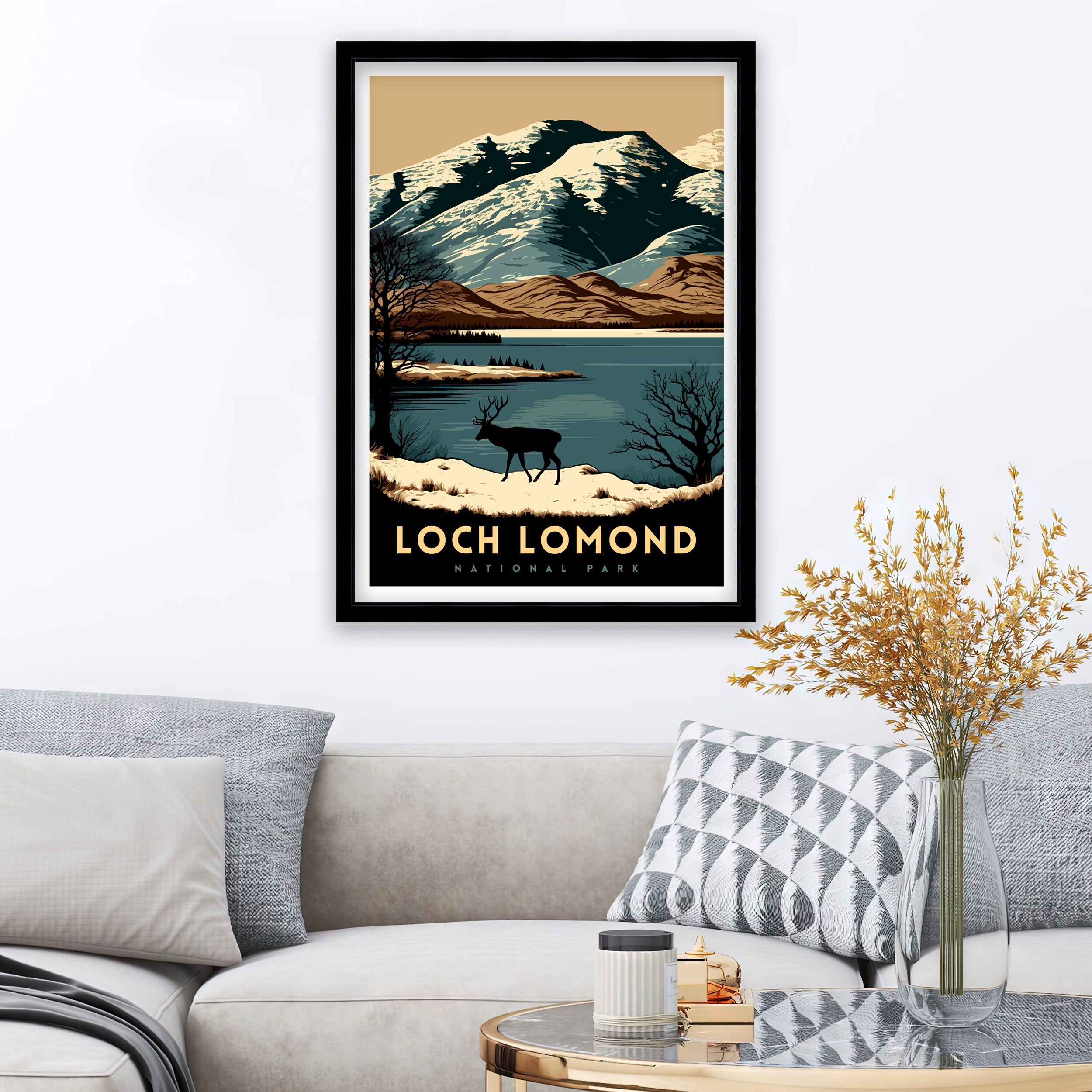 Loch Lomond Art Print | Scotland National Park Travel Poster