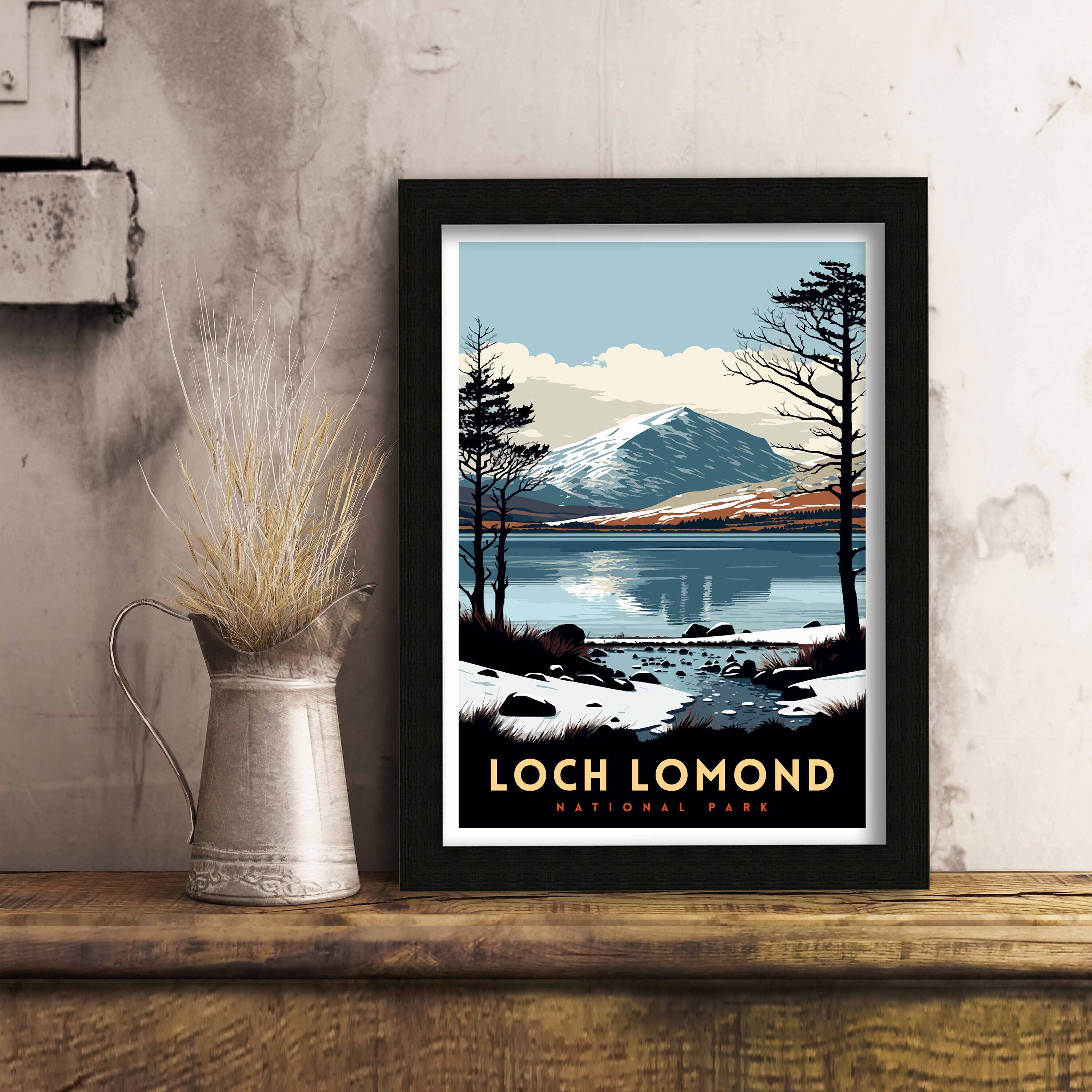 Loch Lomond Scotland Travel Poster | Scottish Highlands Wall Art