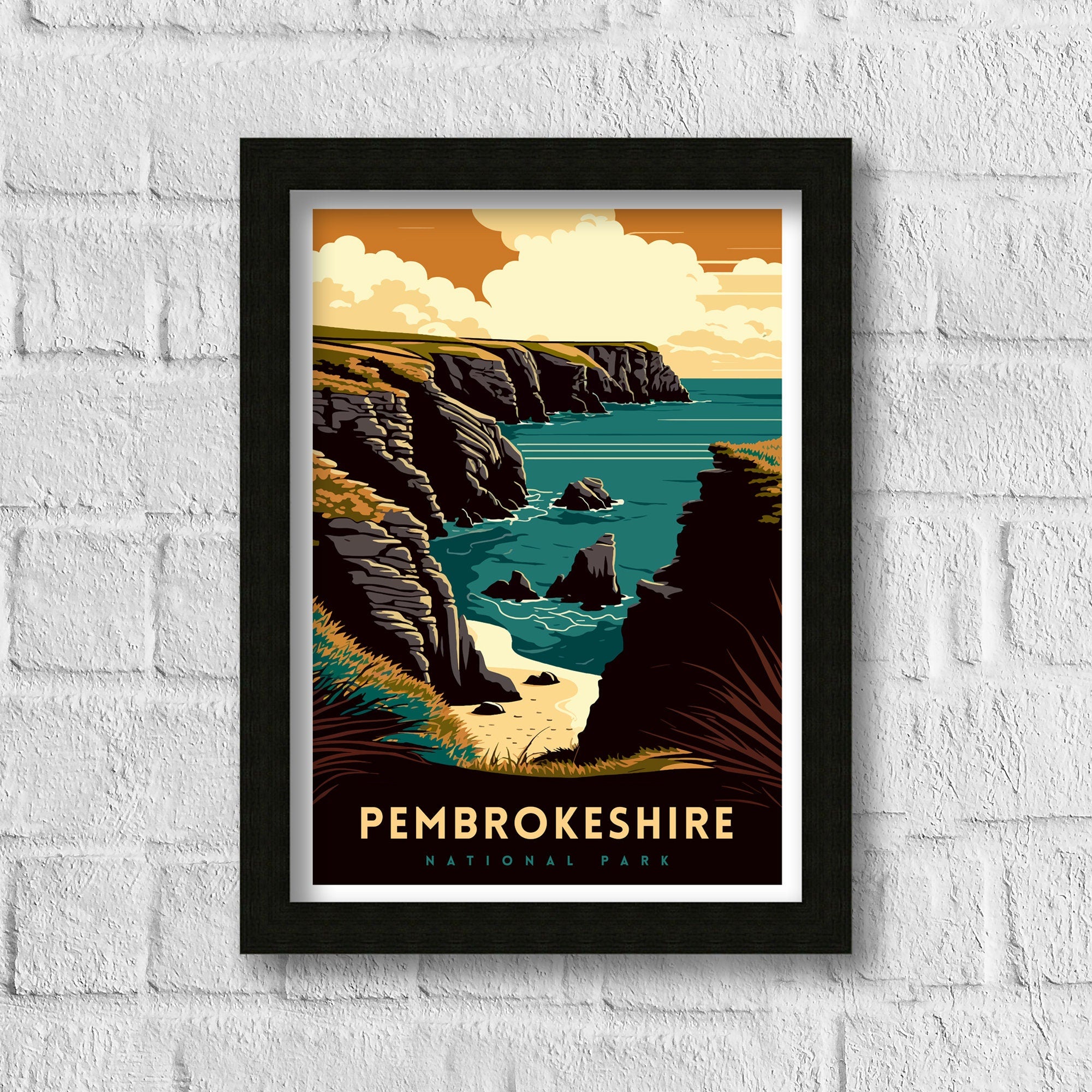 Pembrokeshire Coast Travel Print | Wales National Park Art