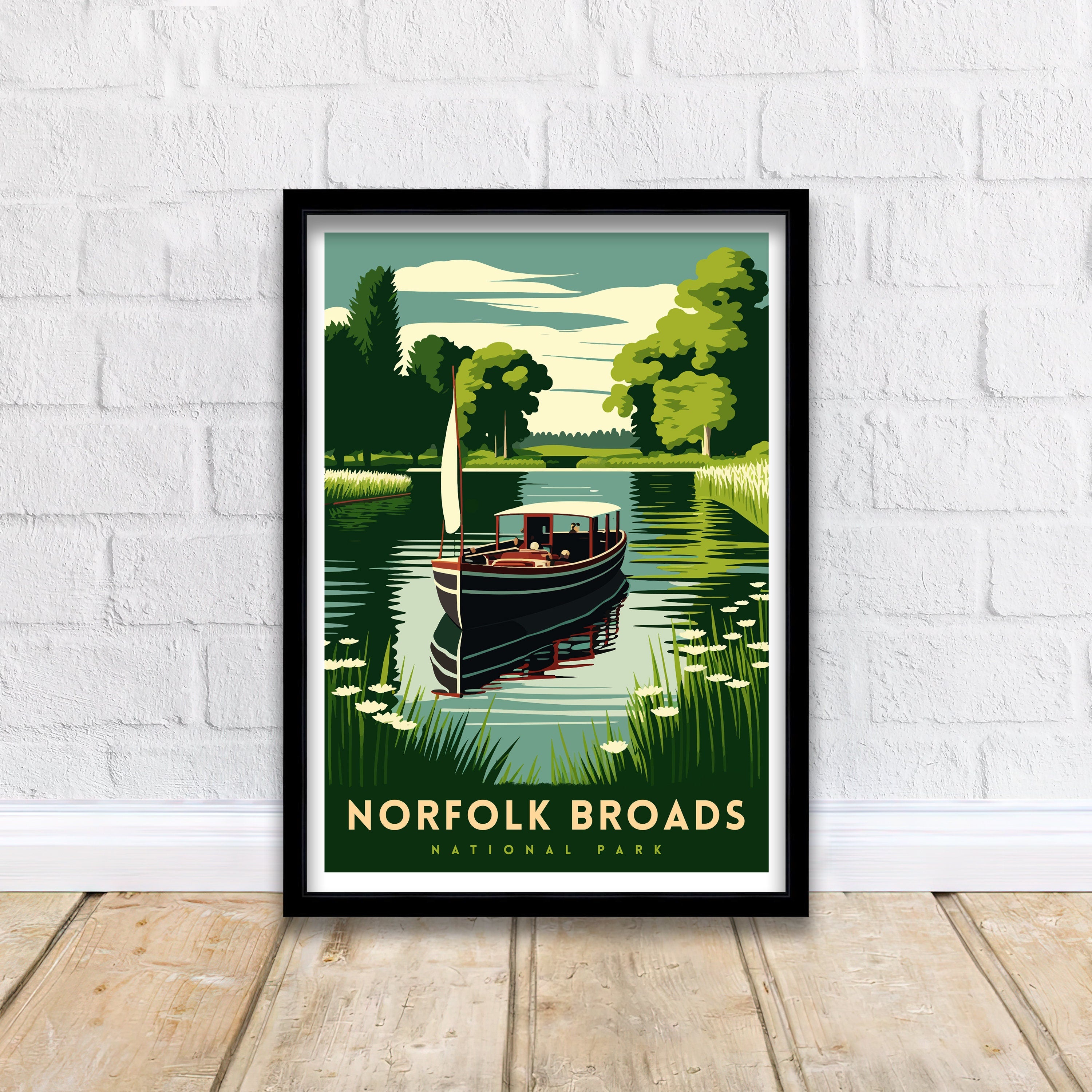 Norfolk Broads National Park Travel Poster | Serene England Print