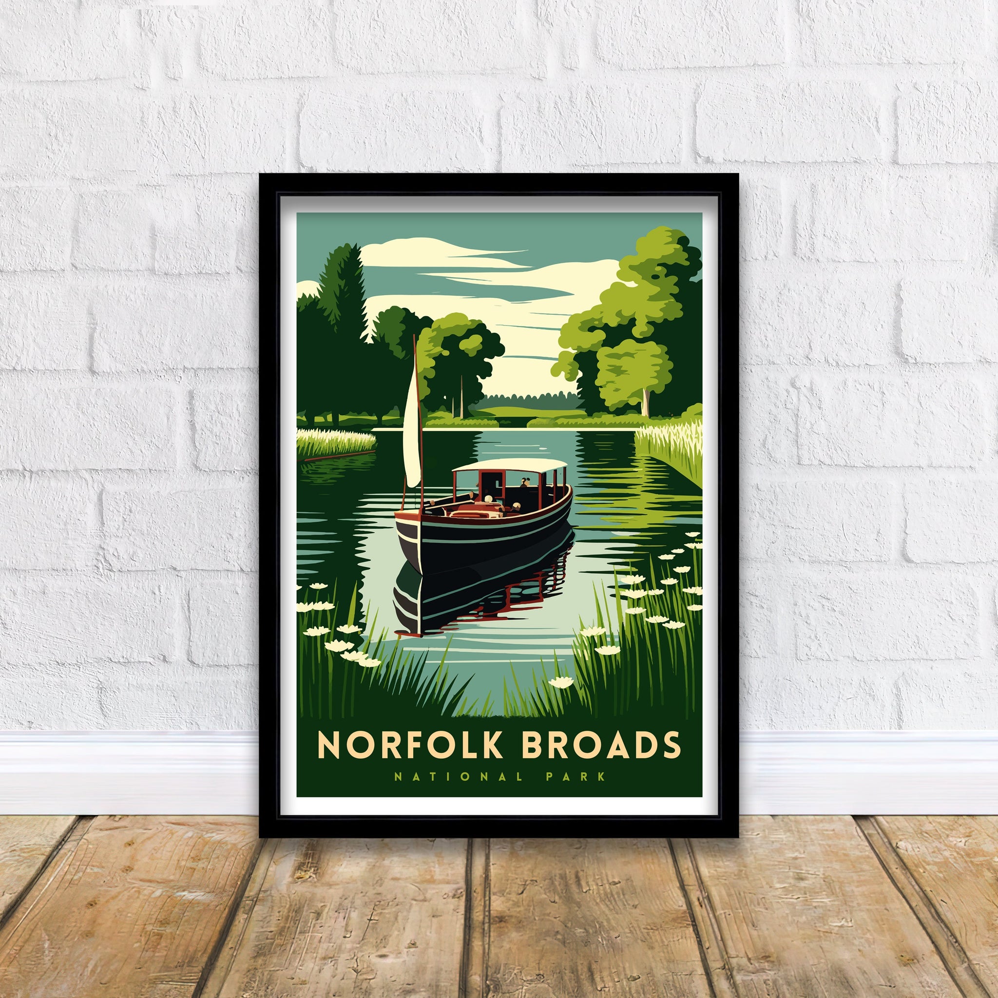 Norfolk Broads National Park Travel Poster | Serene England Print