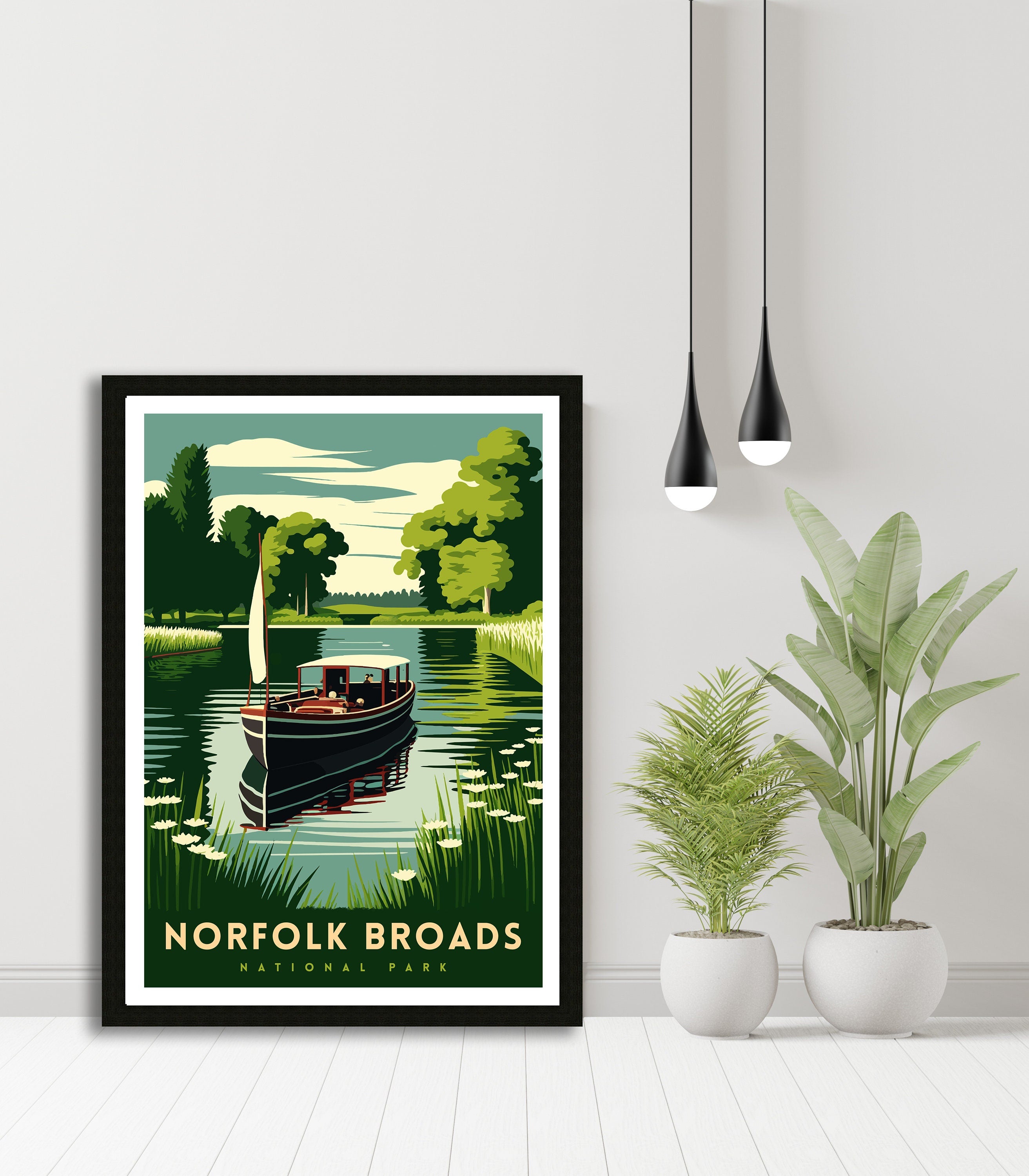 Norfolk Broads National Park Travel Poster | Serene England Print