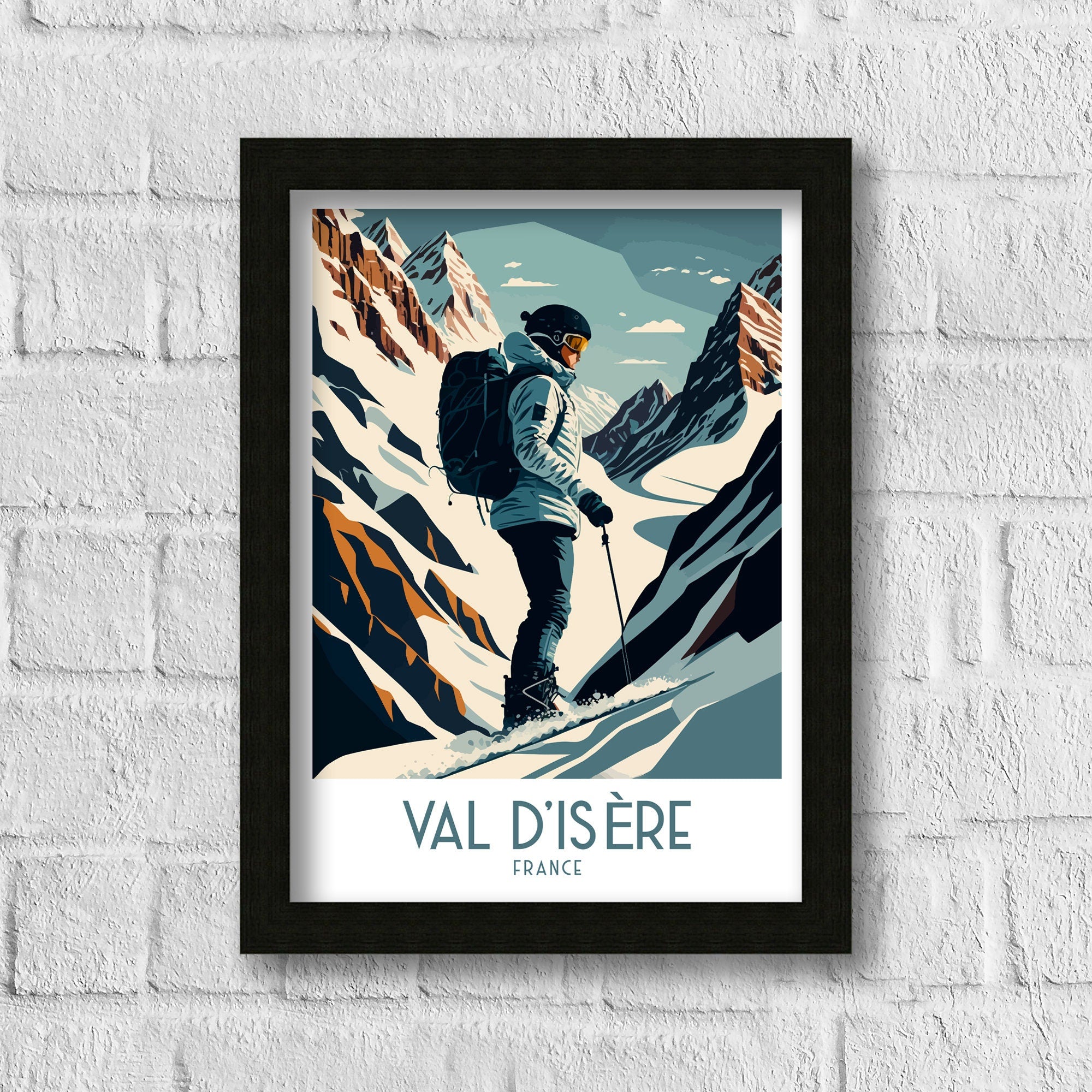 Val d'Isère Ski Poster | French Alps Travel Print