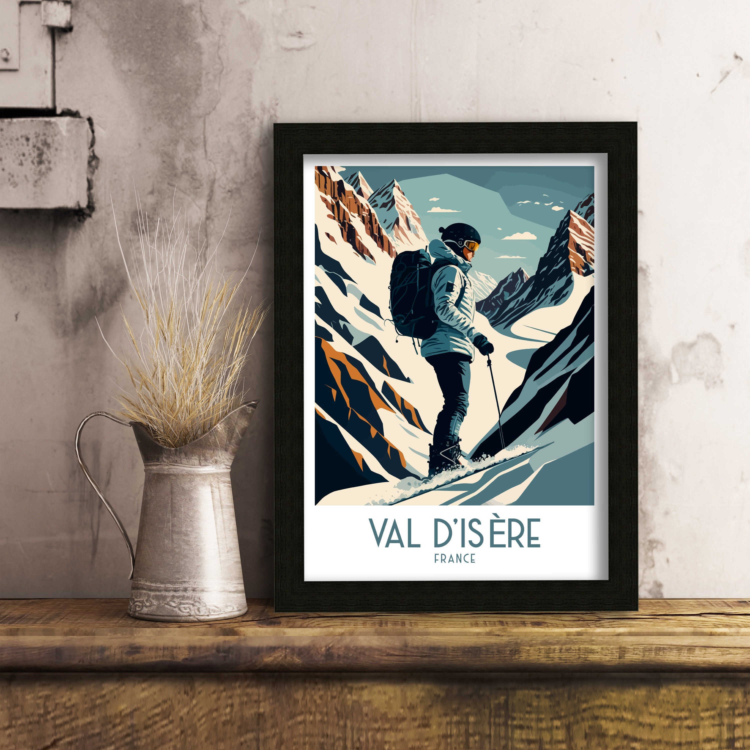 Val d'Isère Ski Poster | French Alps Travel Print