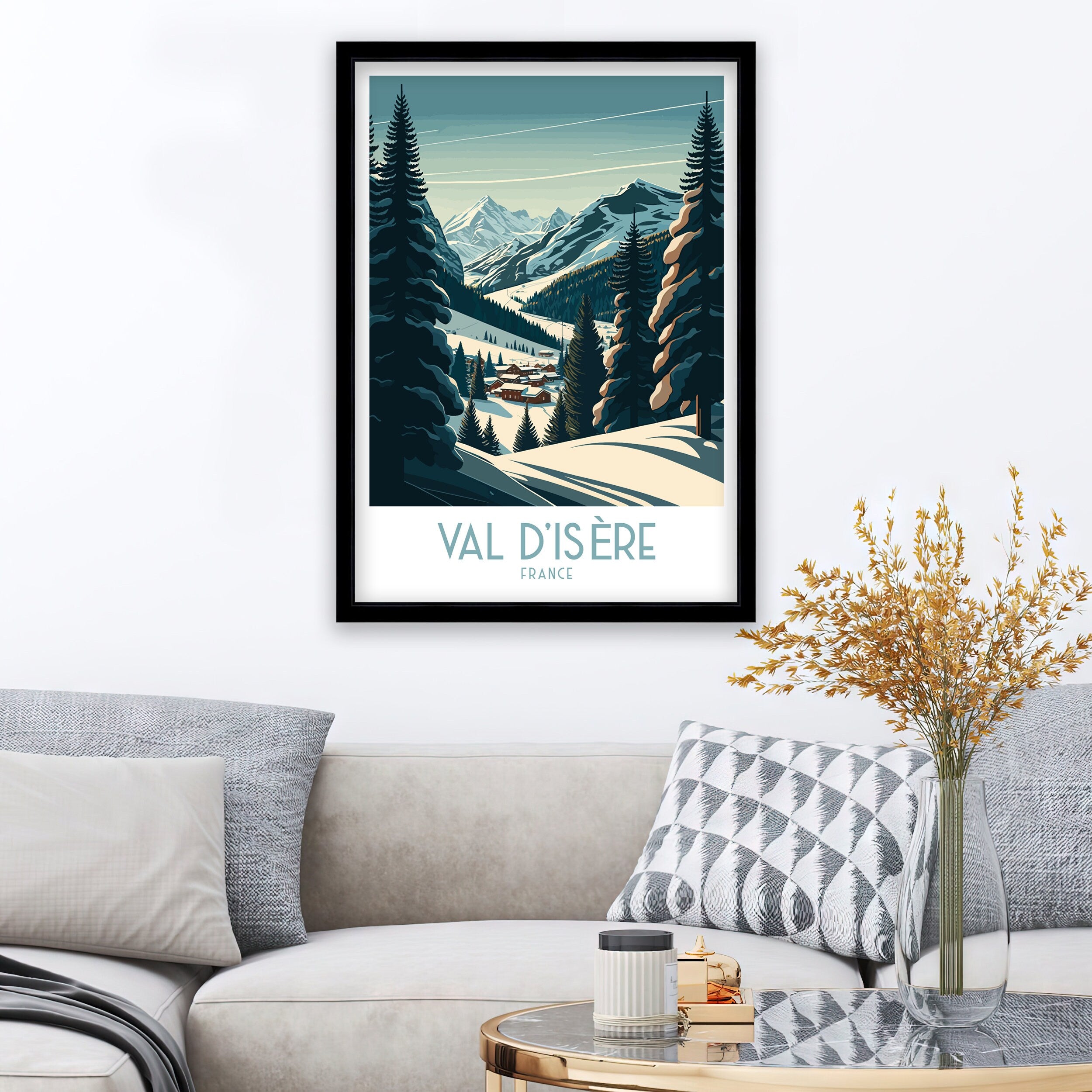 Val d'Isère Ski Poster | French Alps Travel Print
