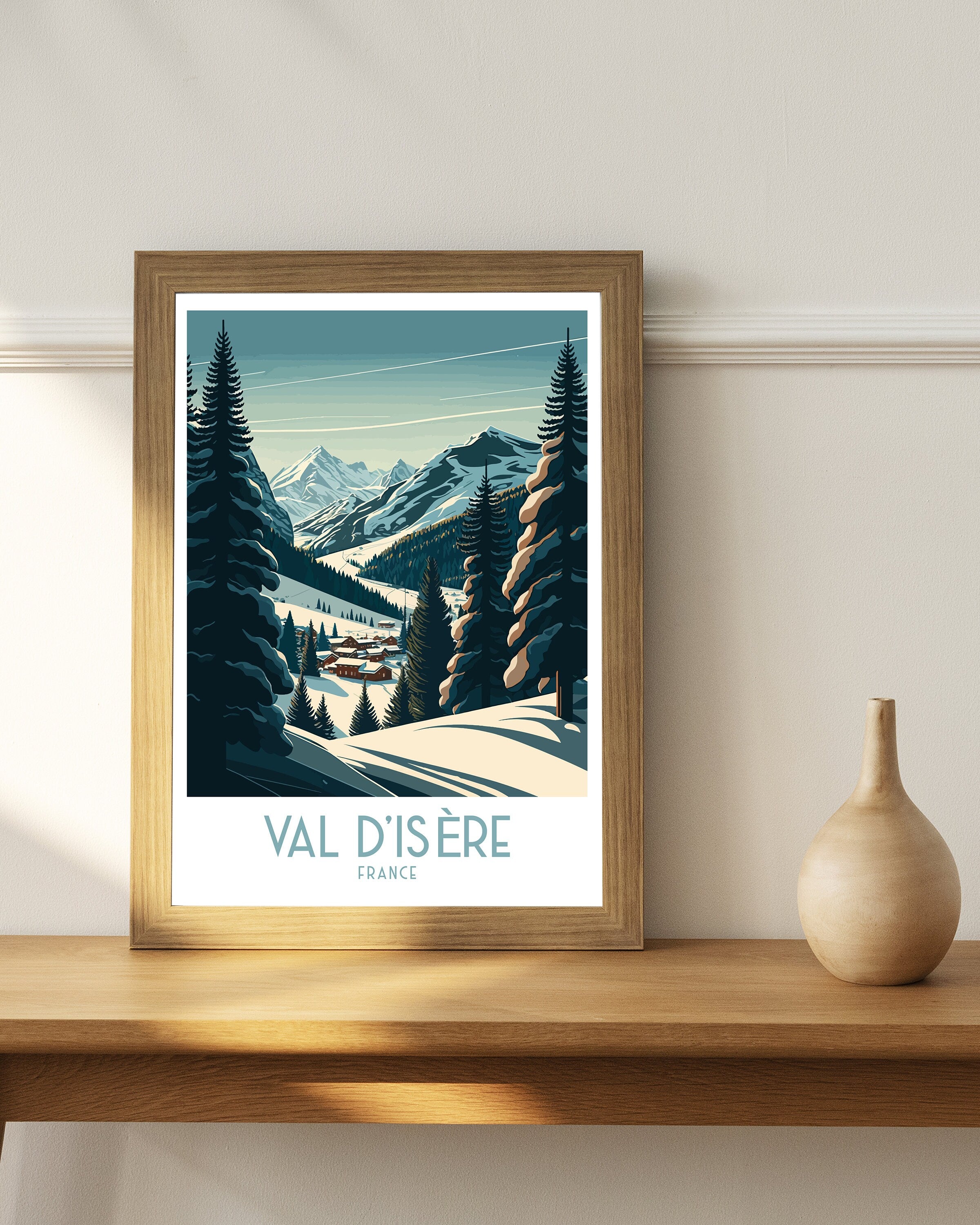 Val d'Isère Ski Poster | French Alps Travel Print