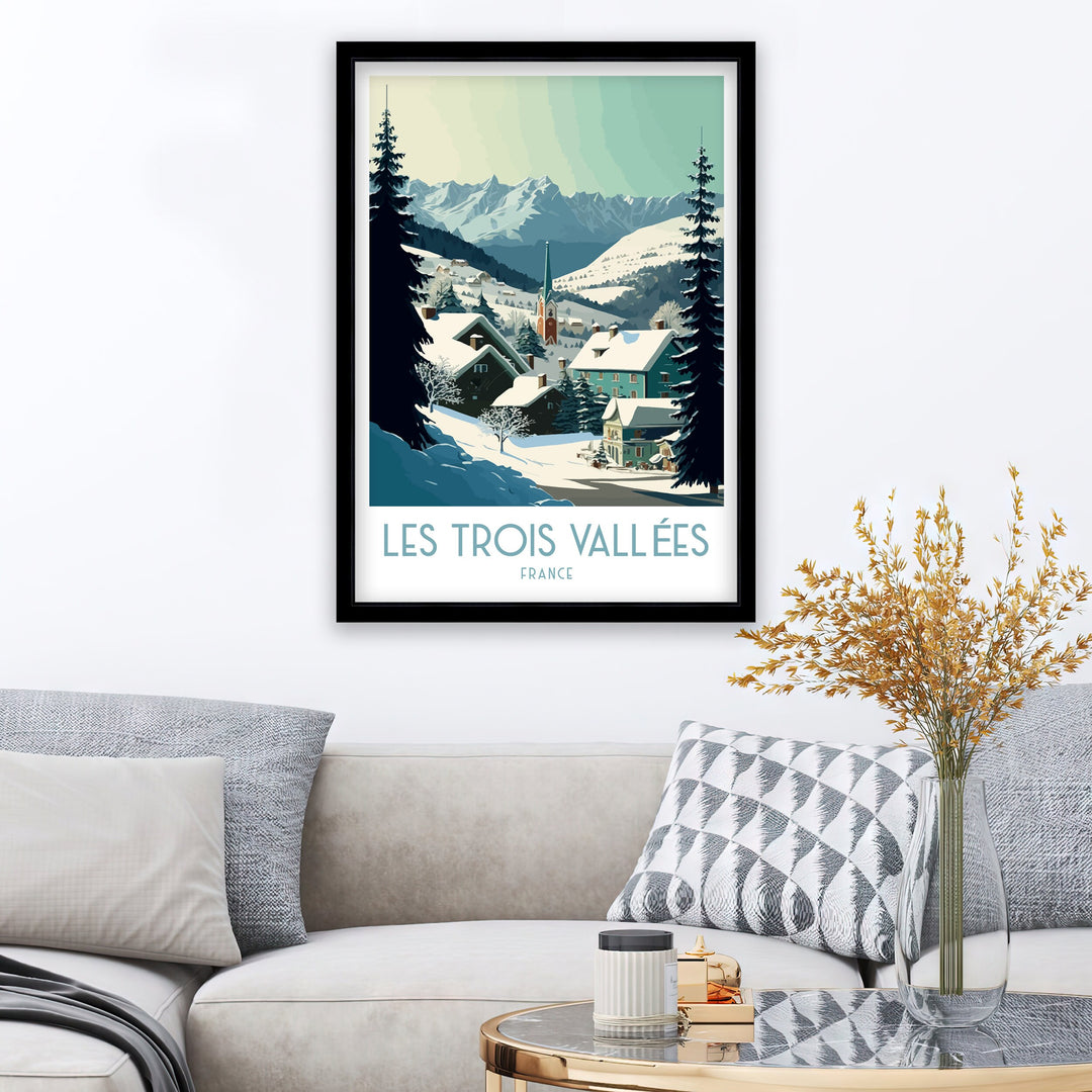 Les Trois Vallées Ski Poster