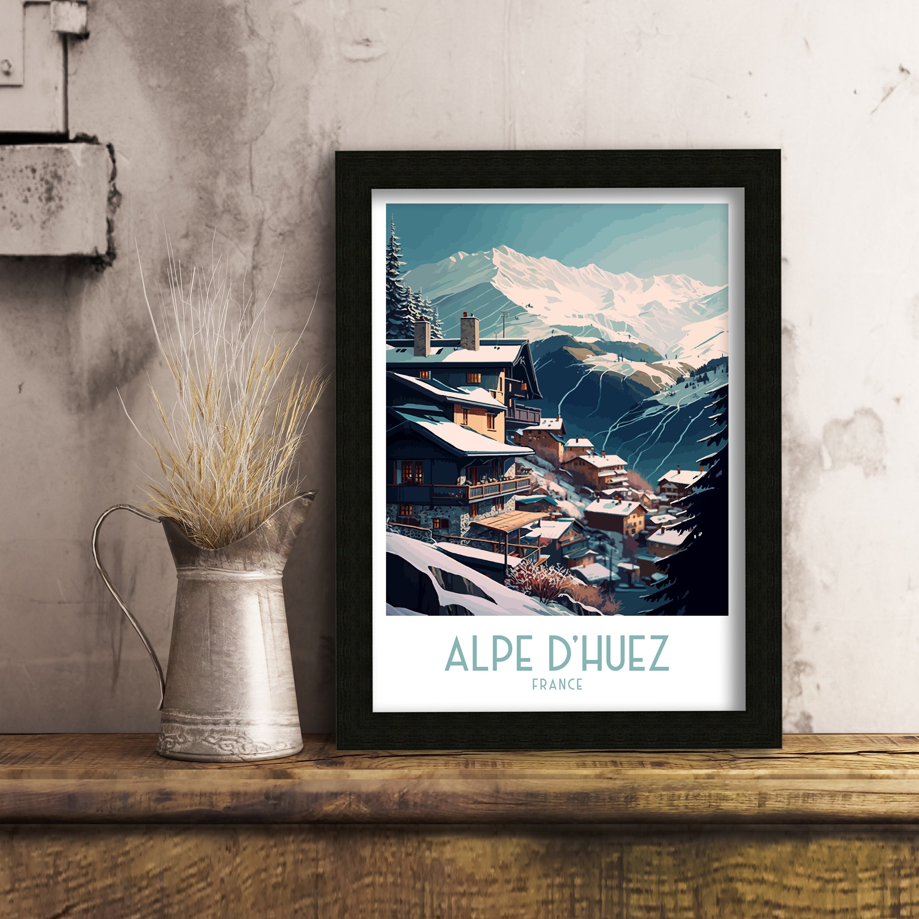 Alpe d'Huez Ski Resort Print | Retro Travel Poster