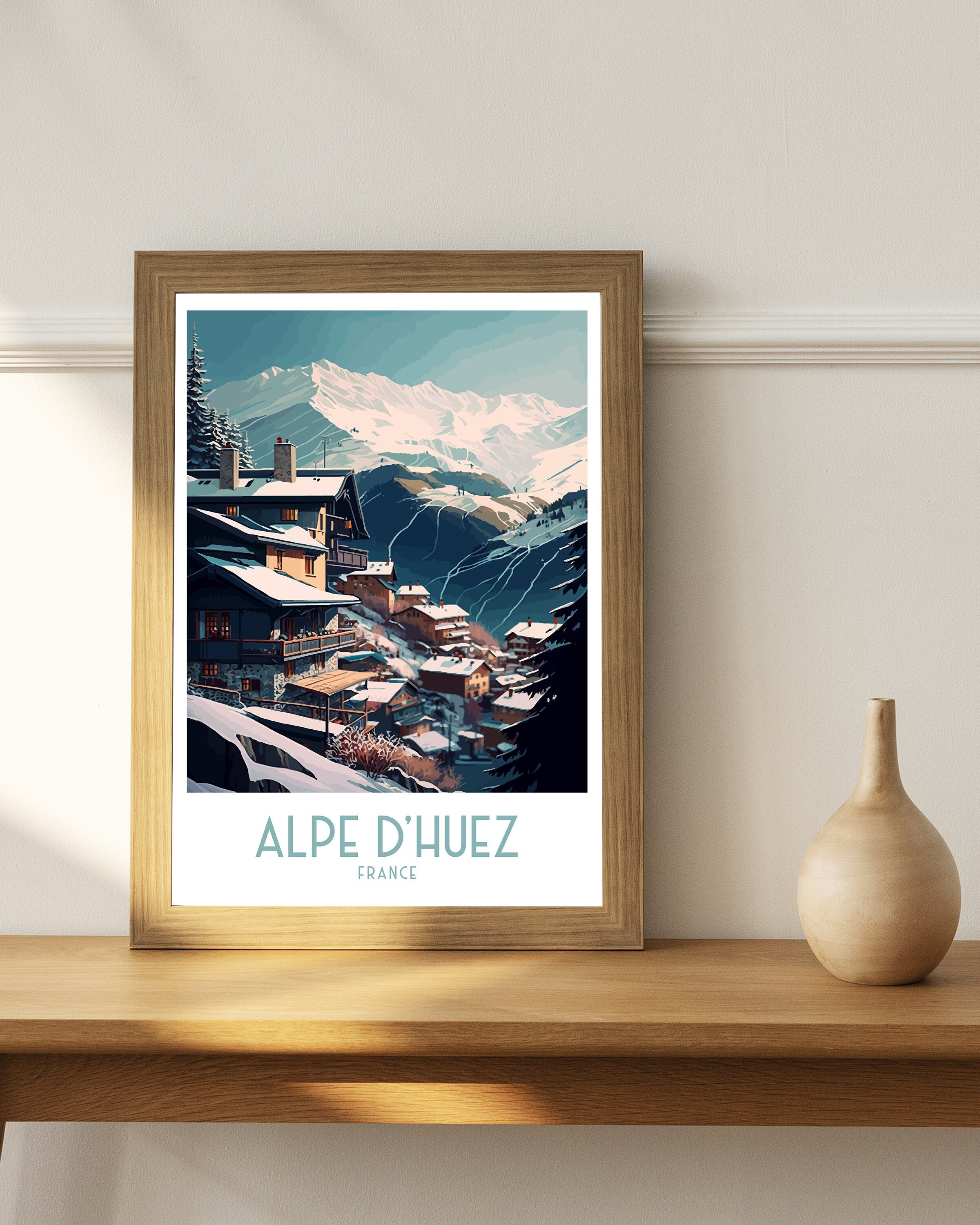 Alpe d'Huez Ski Resort Print | Retro Travel Poster