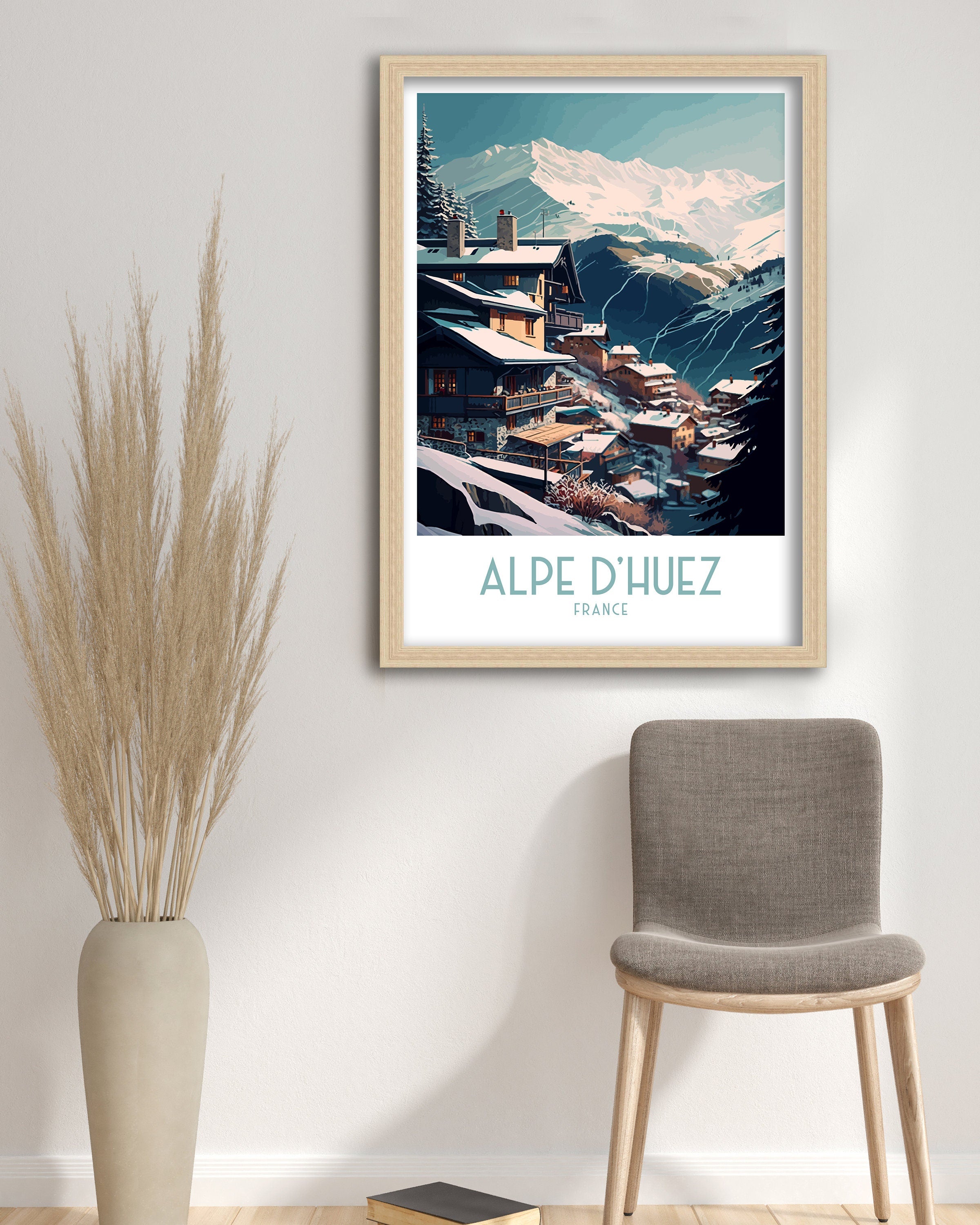 Alpe d'Huez Ski Resort Print | Retro Travel Poster