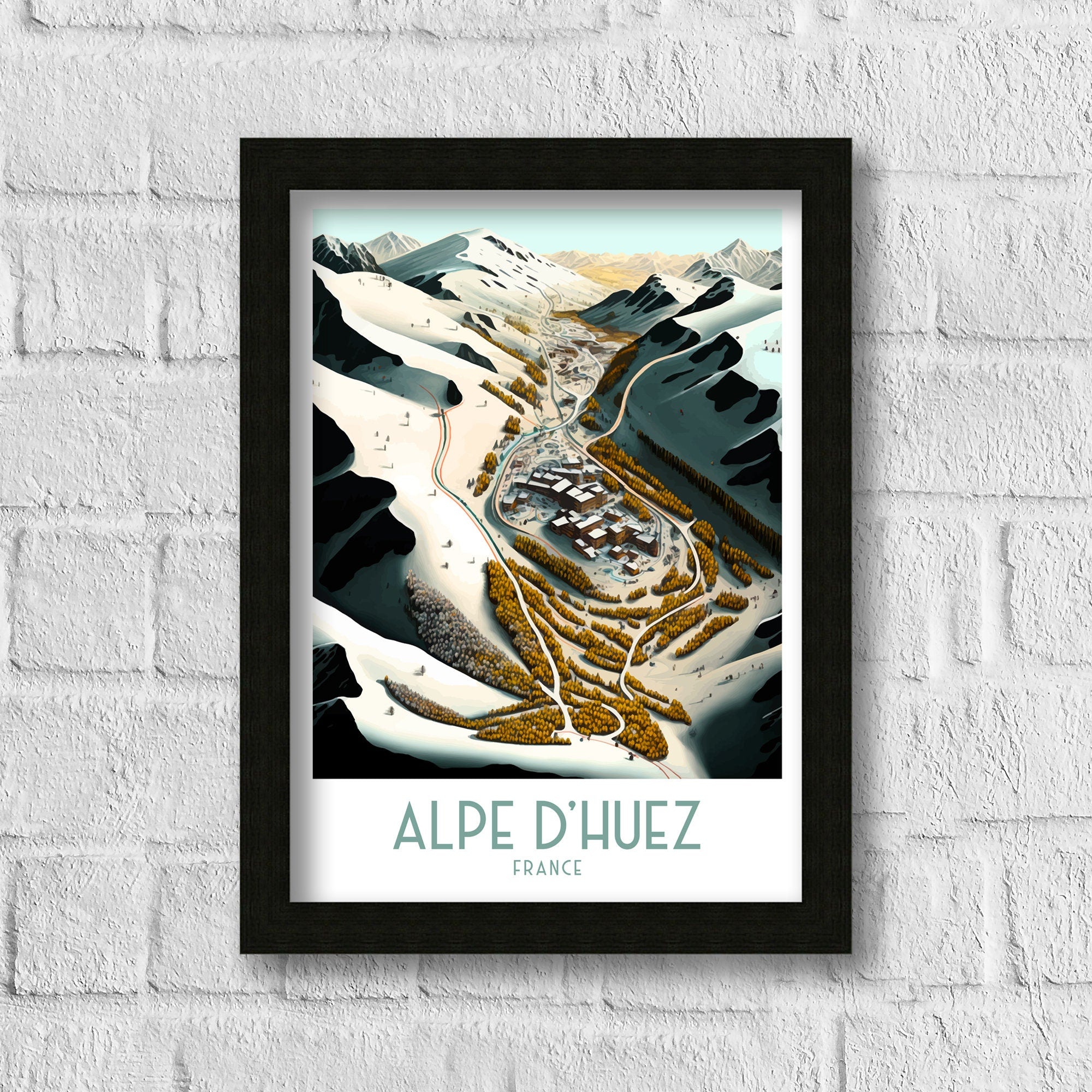 Alpe d'Huez Ski Resort Poster | Retro Travel Print