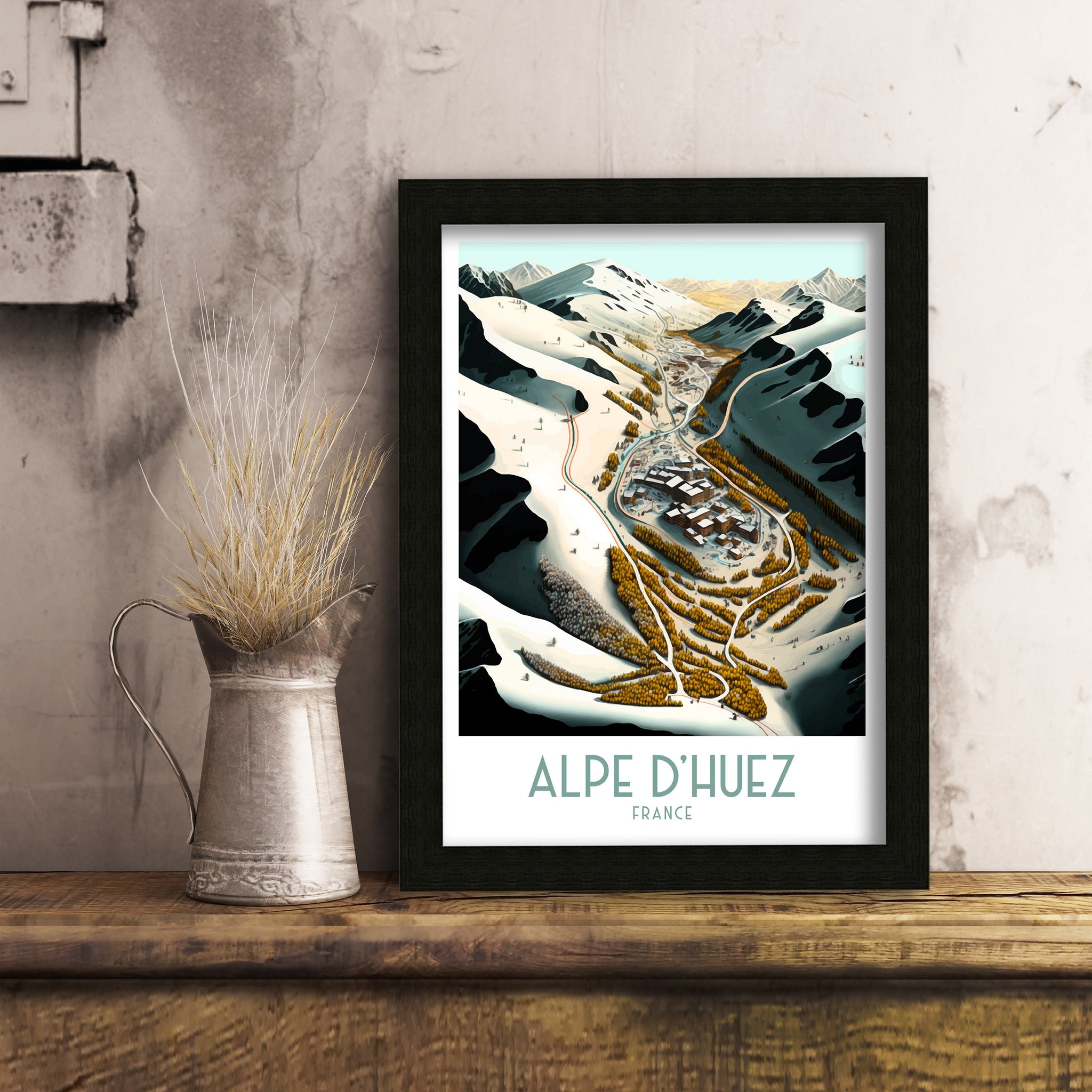 Alpe d'Huez Ski Resort Poster | Retro Travel Print