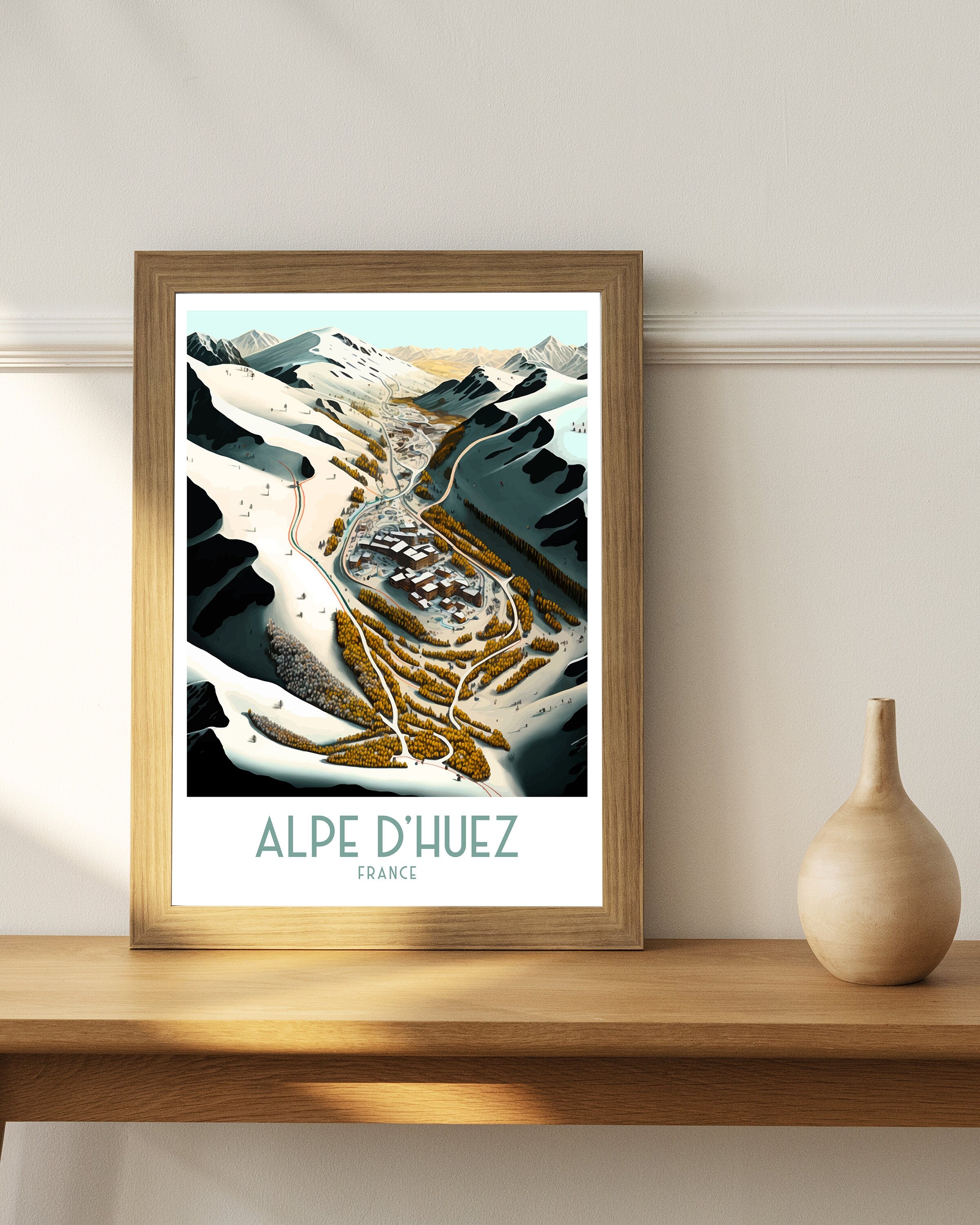 Alpe d'Huez Ski Resort Poster | Retro Travel Print