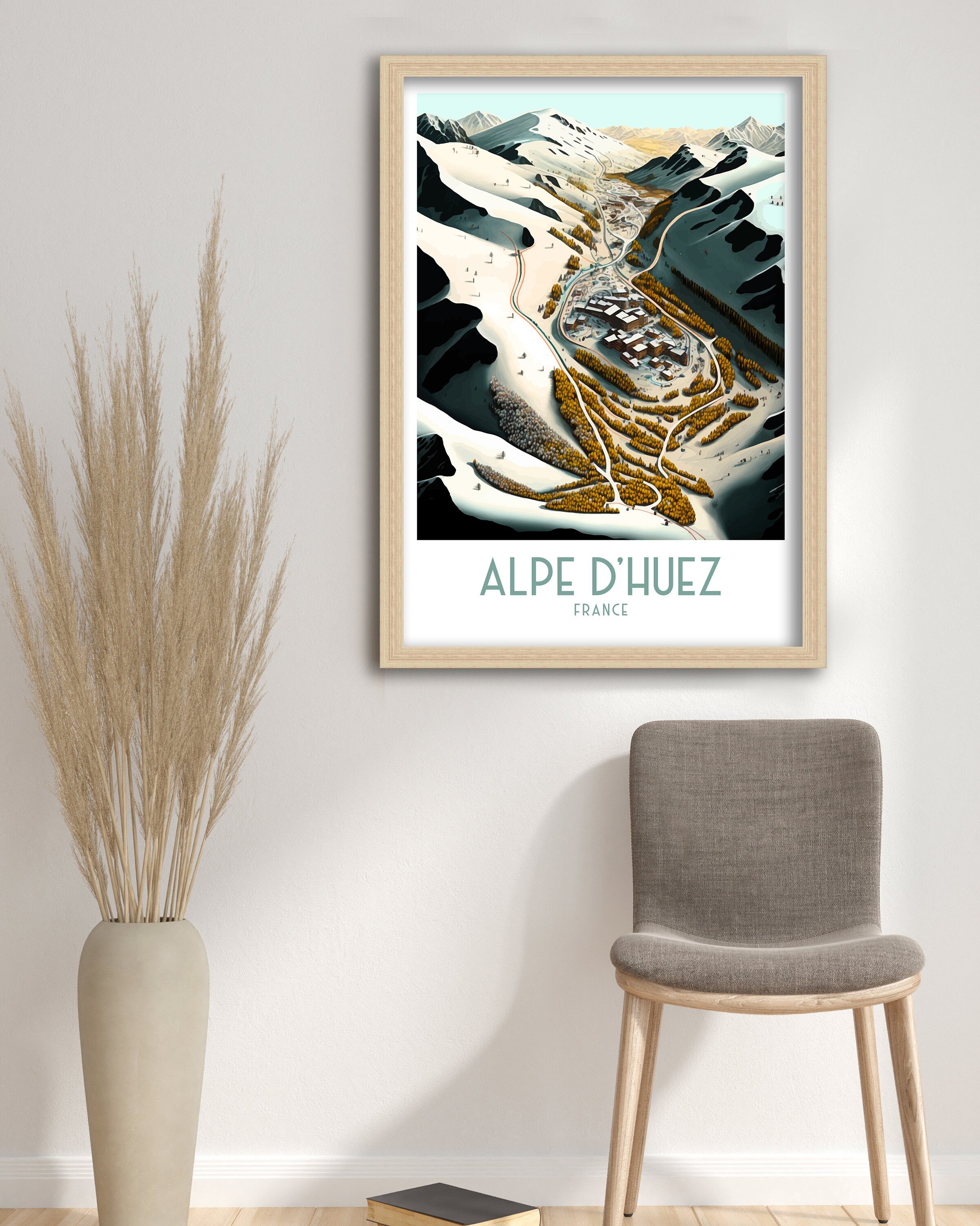 Alpe d'Huez Ski Resort Poster | Retro Travel Print