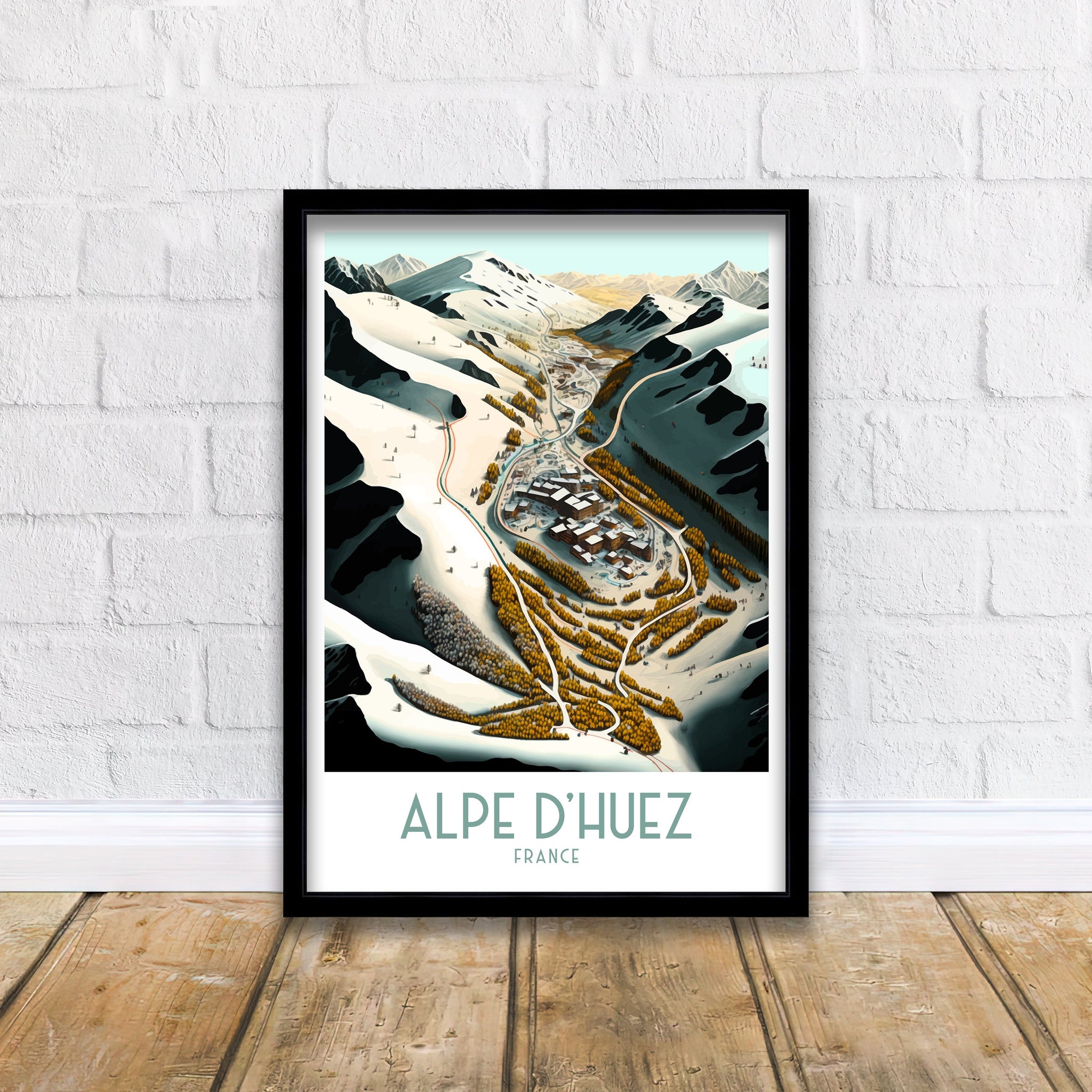 Alpe d'Huez Ski Resort Poster | Retro Travel Print