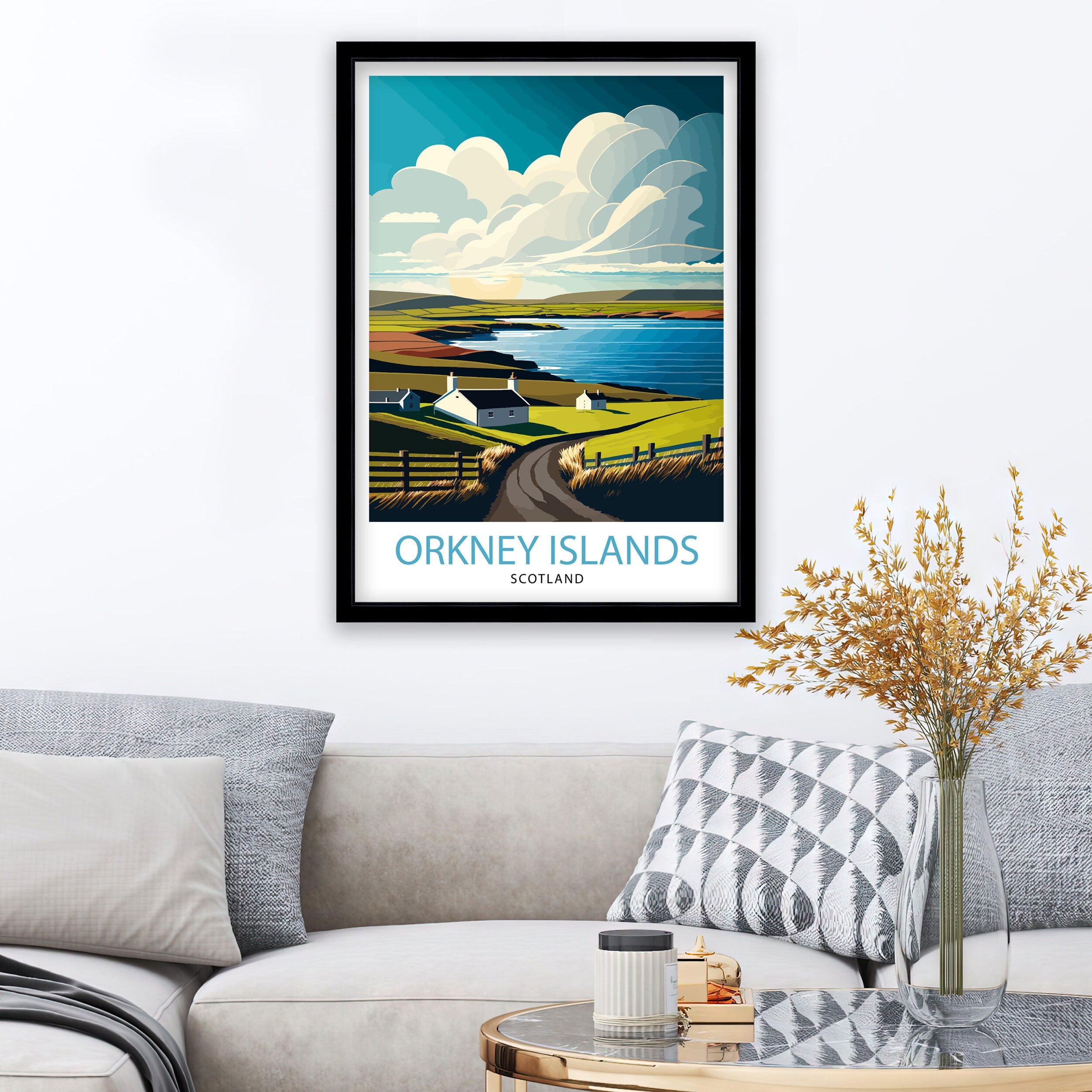 Orkney Islands Scotland Travel Poster, Landscape Art Print